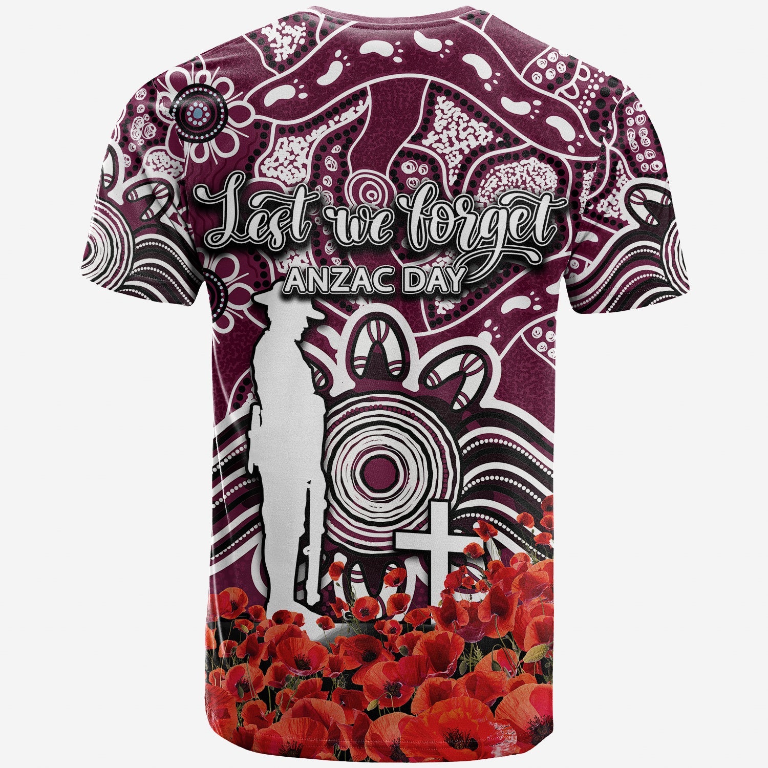 Sea Eagles T shirt ANZAC Day Poppy Flowers With Aboriginal - Vibe Hoodie Shop