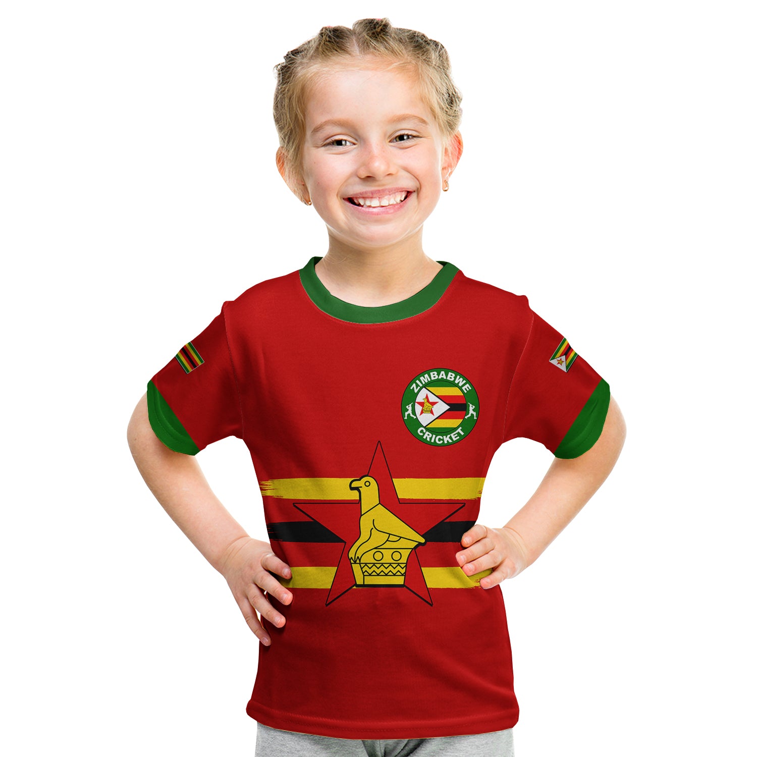 (Custom Personalised And Number) Zimbabwe Cricket Jersey T Shirt KID - Vibe Hoodie Shop