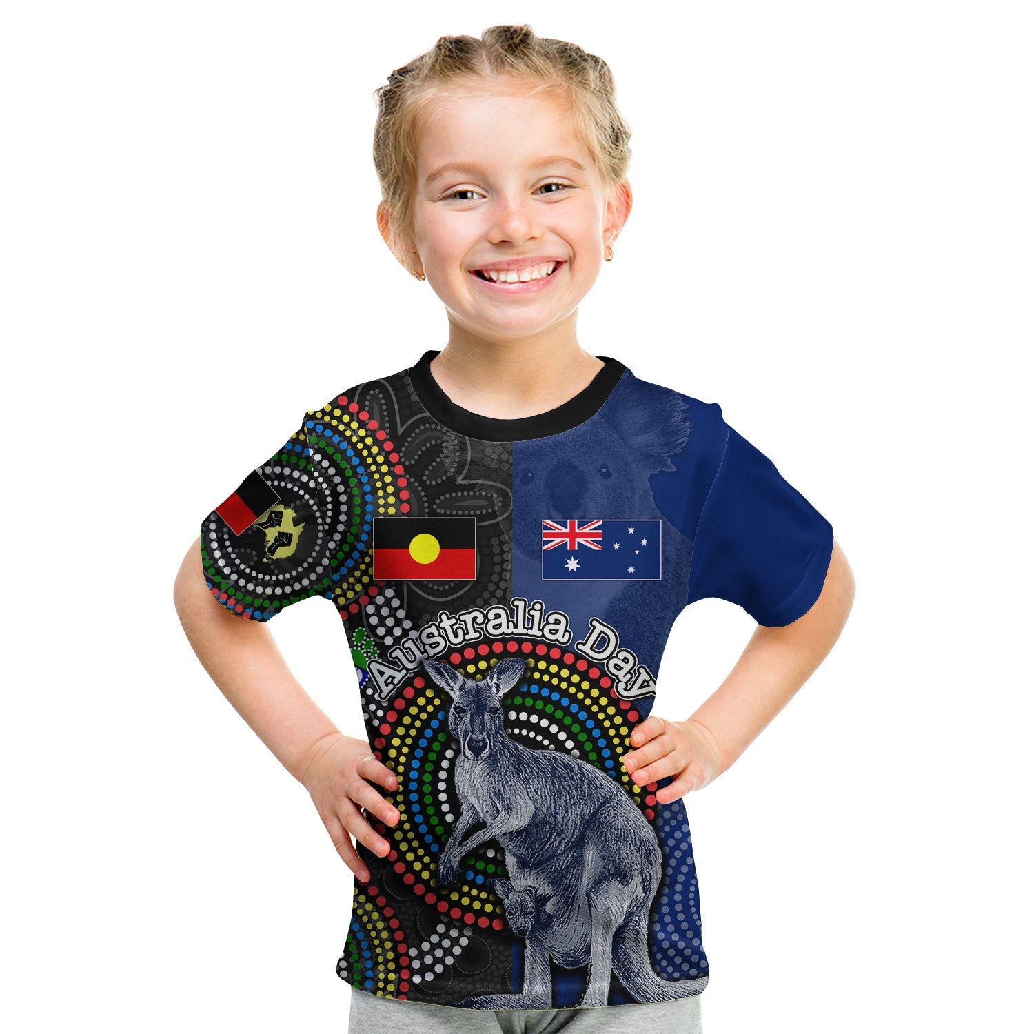 (Custom Personalised) Australia Day T shirt KID Mix Aboriginal - Vibe Hoodie Shop