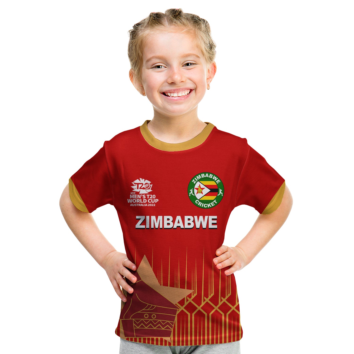 (Custom Personalised And Number) Zimbabwe Cricket Men's T20 World Cup T Shirt KID - Vibe Hoodie Shop