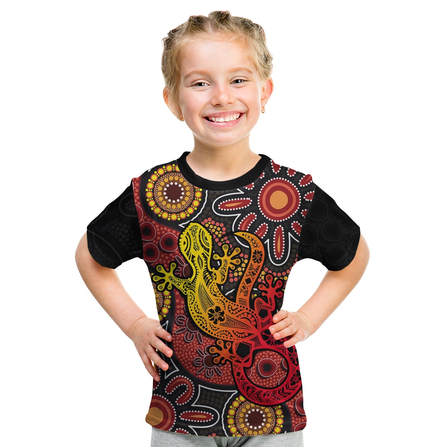 (Custom Personalised) Aboriginal Lizard T shirt KID - Vibe Hoodie Shop