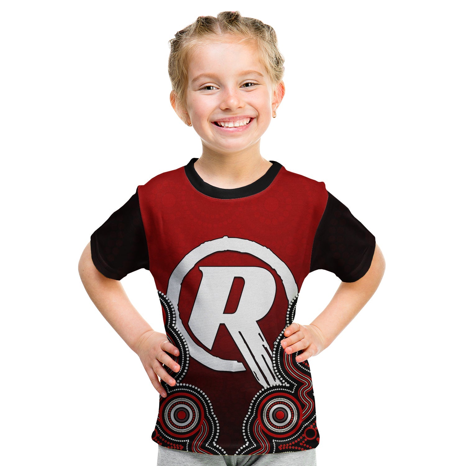 (Custom Personalised And Number) Melbourne Renegades T shirt KID Cricket Aboriginal Style - Vibe Hoodie Shop