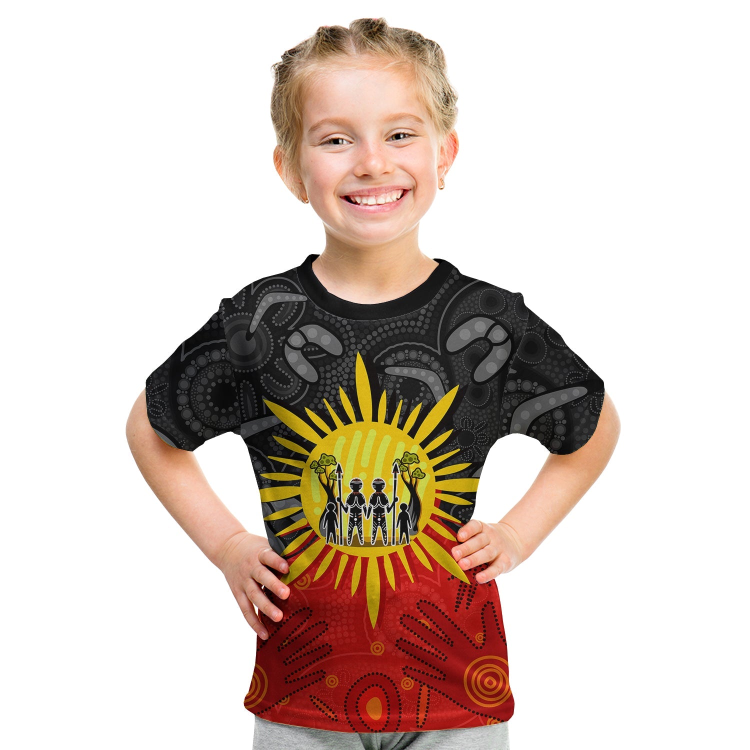 (Custom Personalised) Aboriginal Family T shirt KID Flag Style - Vibe Hoodie Shop