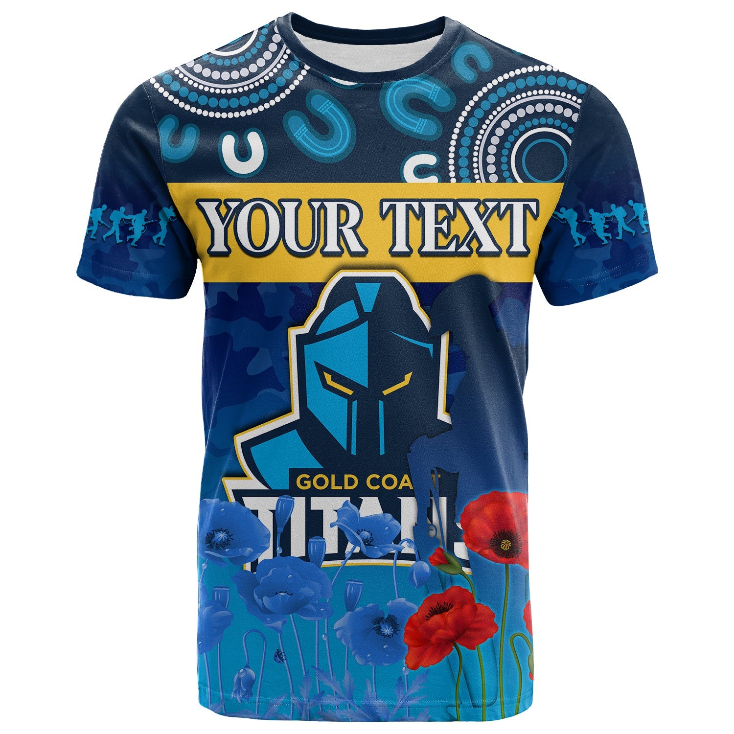 (Custom Personalised) Titans ANZAC 2022 T shirt Gold Coast Aboriginal Lest We Forget - Vibe Hoodie Shop