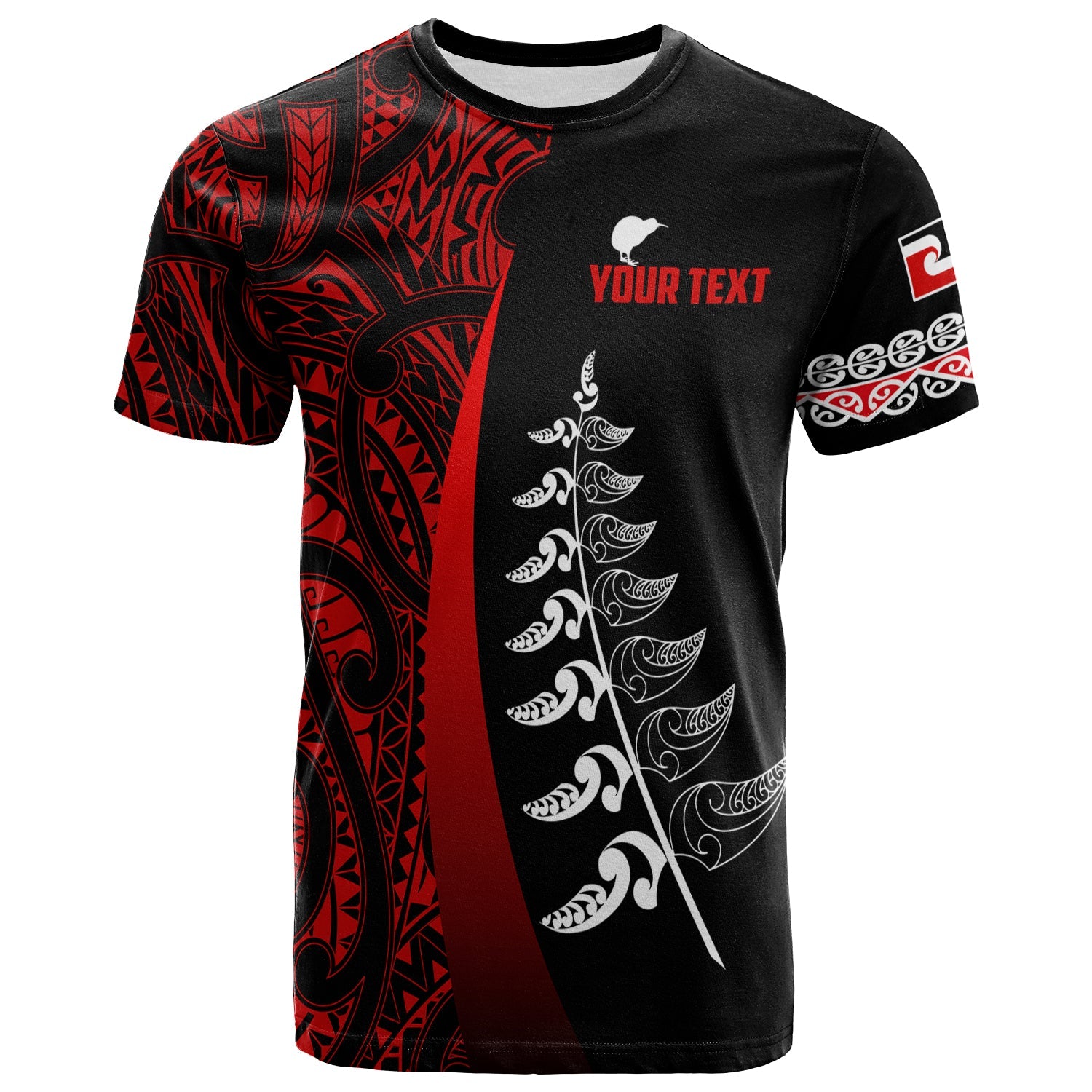 (Custom Personalised) Waitangi Day T shirt Maori Mix Fern Style Red - Vibe Hoodie Shop