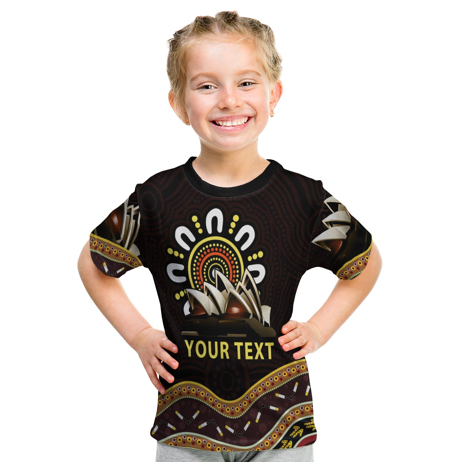 (Custom Personalised) Sydney Australia T shirt KID Aboriginal Art Sydney Opera House - Vibe Hoodie Shop