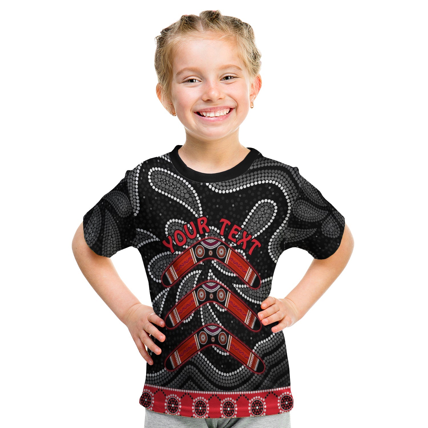 (Custom Personalised) Aboriginal Boomerang T shirt KID Kangaroo Australia - Vibe Hoodie Shop