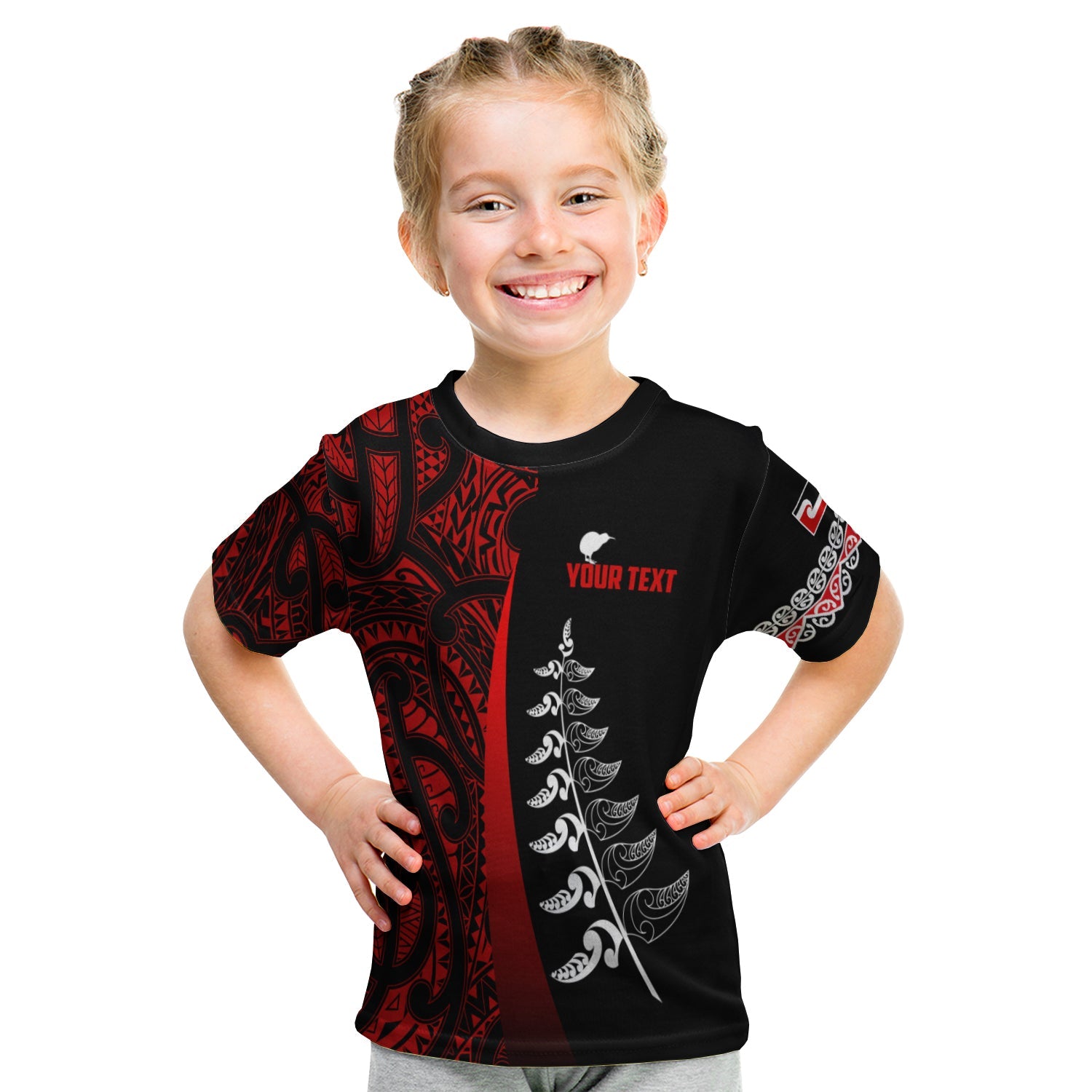 (Custom Personalised) Waitangi Day T shirt Maori Mix Fern Style Red - Vibe Hoodie Shop