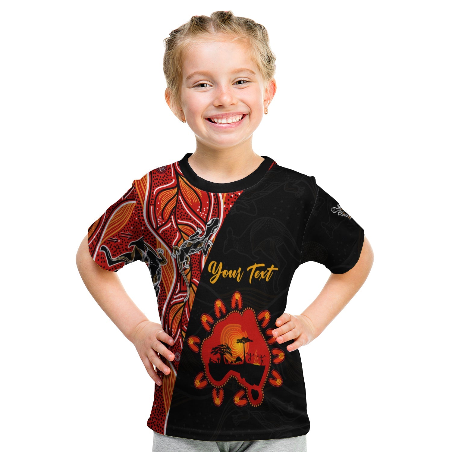 (Custom Personalised) Australia Map T shirt KID Aussie Kangaroo Aboriginal - Vibe Hoodie Shop