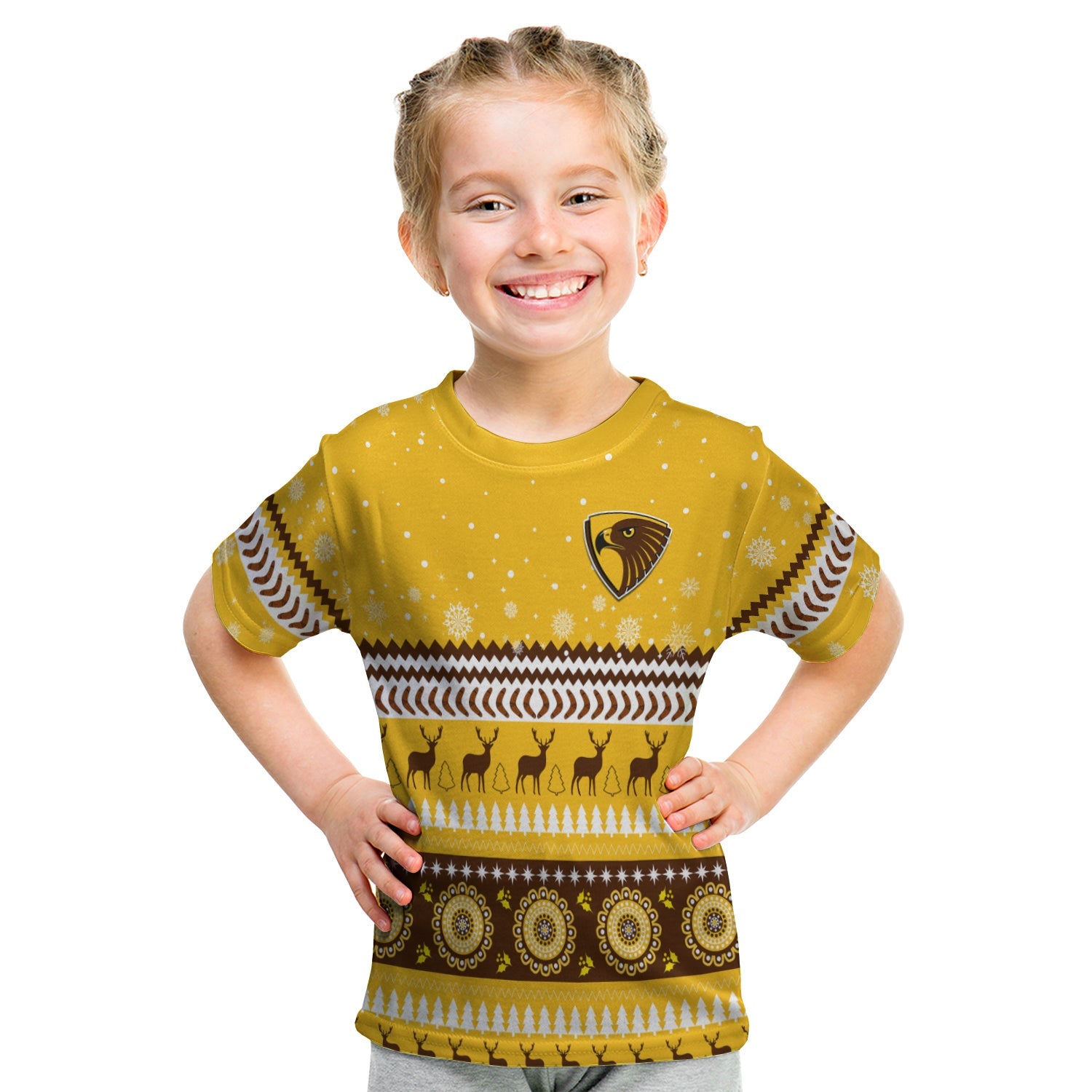 (Custom Personalised) Hawks Christmas T shirt KID Indigenous Hawthorn Football - Vibe Hoodie Shop