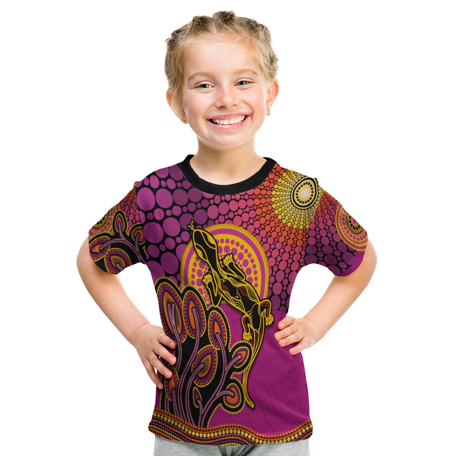 (Custom Personalised) Aboriginal Lizard T shirt KID Tree On The Hill Sunshine - Vibe Hoodie Shop