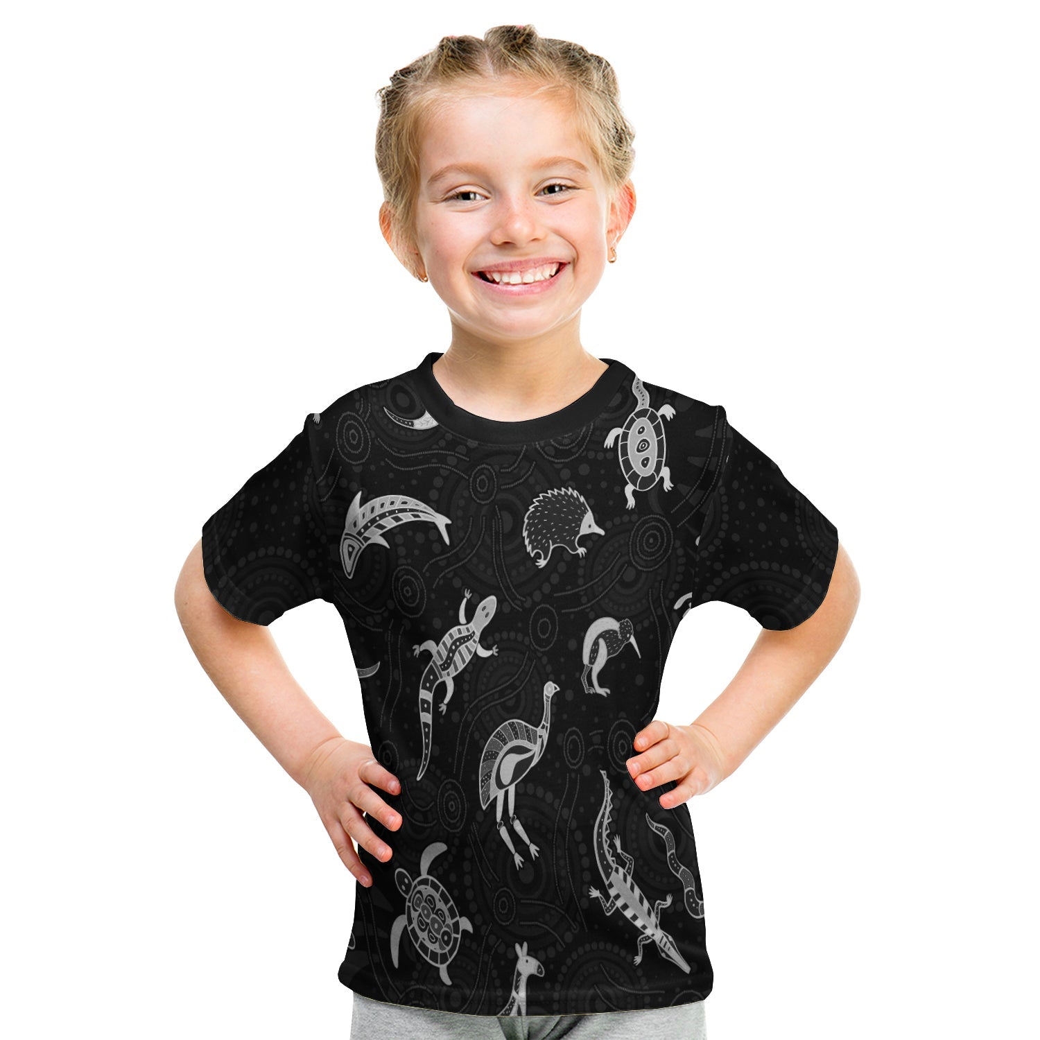 (Custom Personalised) Aboriginal Art T shirt KID Animals Australia Version Black - Vibe Hoodie Shop