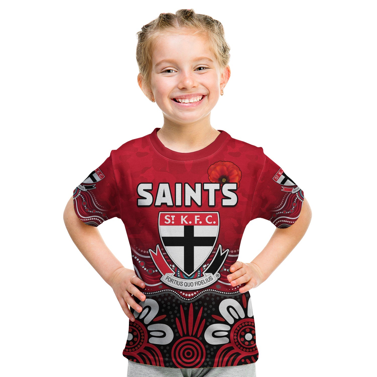 (Custom Text and Number) Saints ANZAC 2022 T shirt KID St Kilda Aboriginal Remember Them - Vibe Hoodie Shop