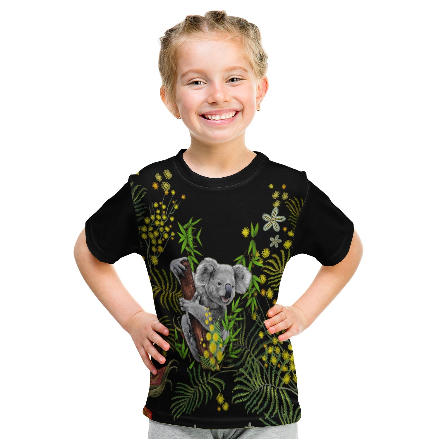 (Custom Personalised) Golden Wattle T shirt KID Koala Australia Acacia Pycnantha Version Simple - Vibe Hoodie Shop