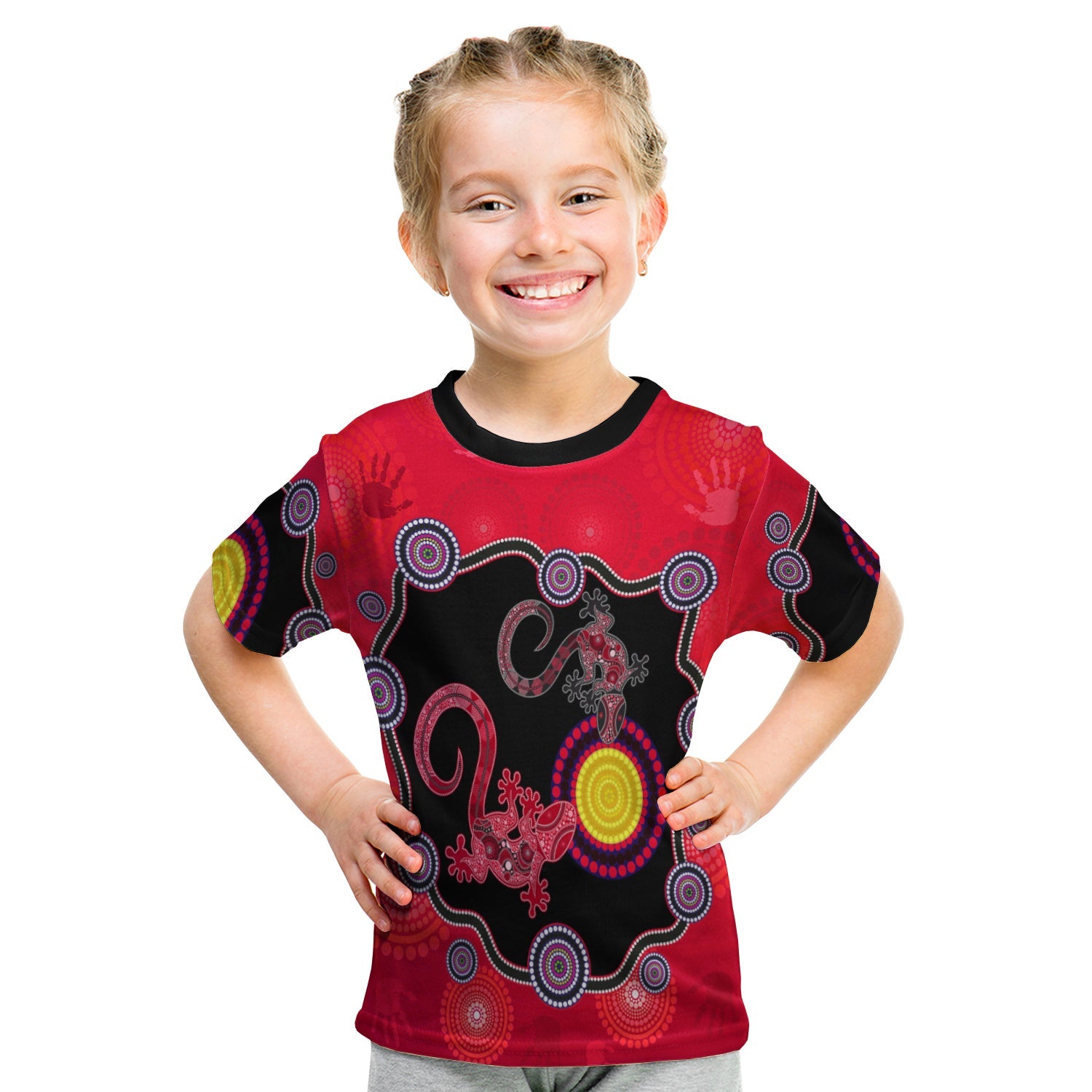 (Custom Personalised) Aboriginal Lizard T shirt KID Attracted Australia Version Red - Vibe Hoodie Shop