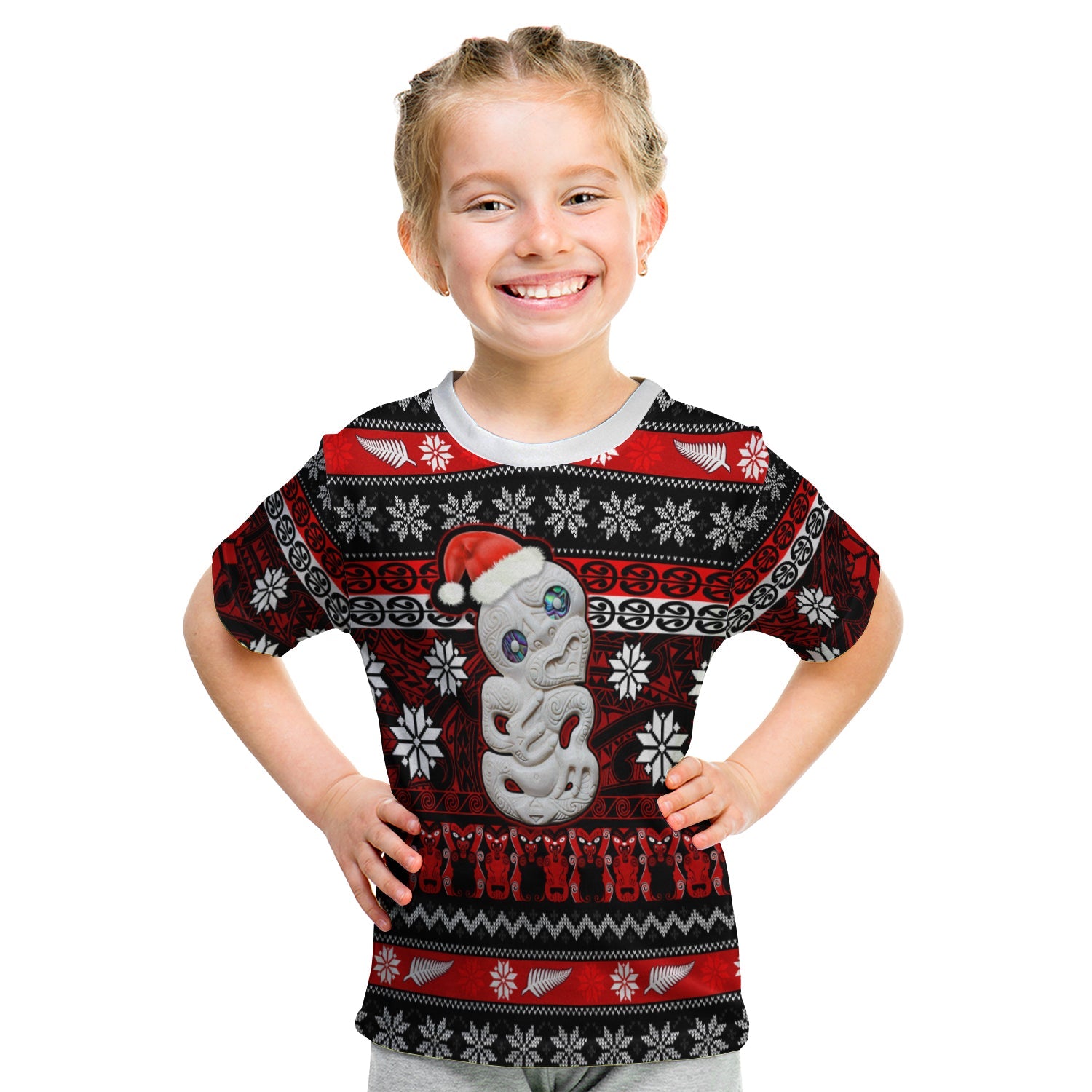 New Zealand Hei Tiki Christmas T shirt KID Maori Meri Kirihimete - Vibe Hoodie Shop