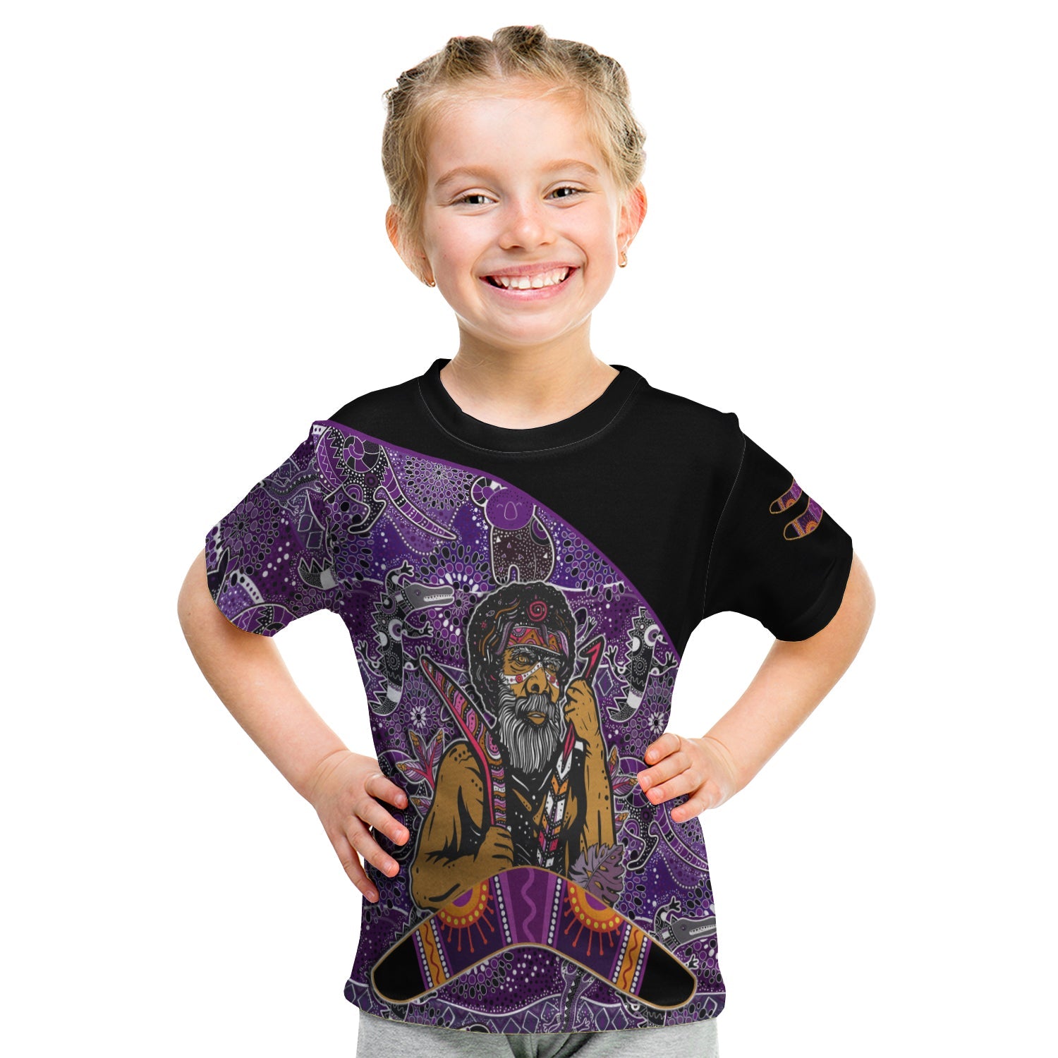 (Custom Personalised) Australian Boomerang T shirt KID Indigenous Australia Purple Graceful - Vibe Hoodie Shop