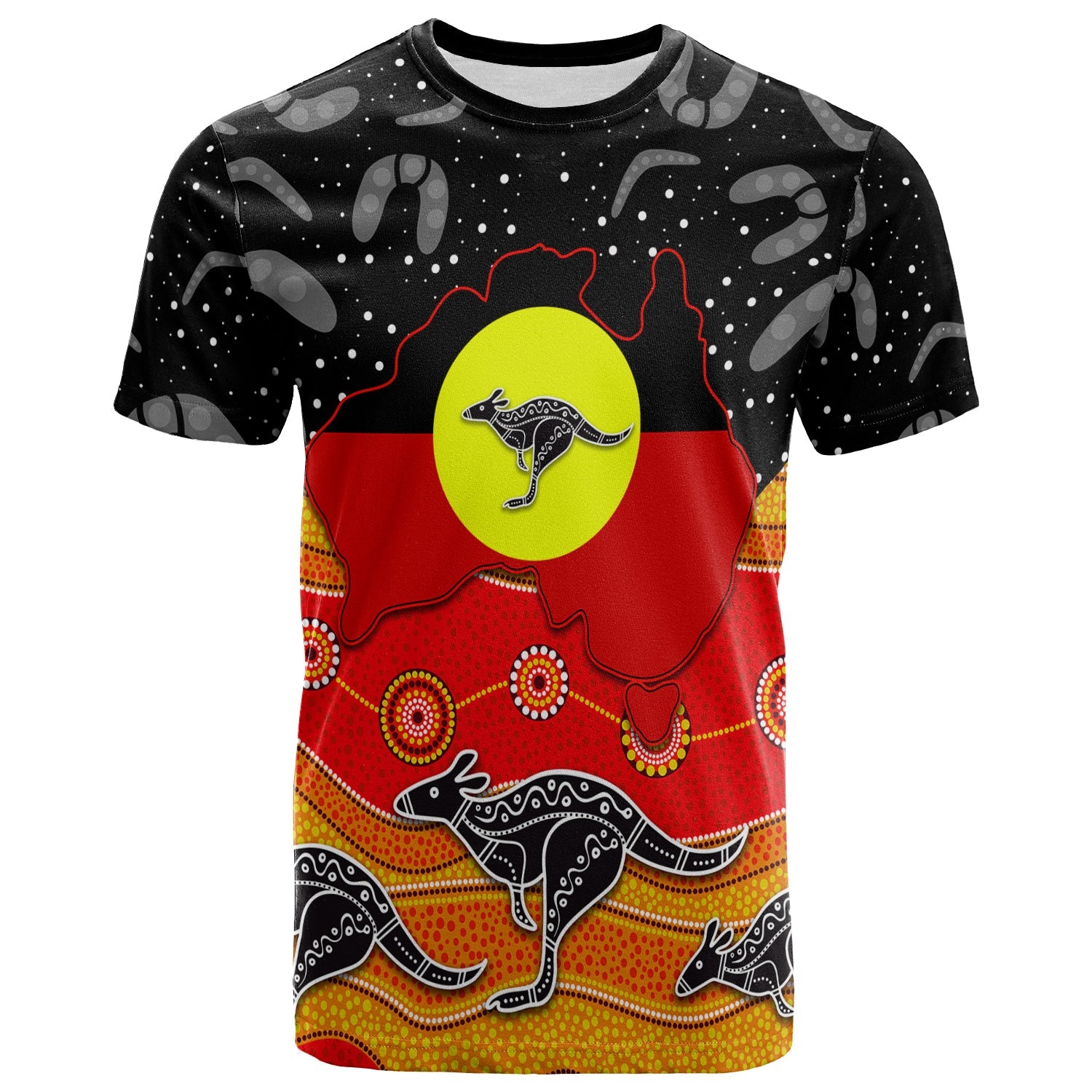 Aboriginal Flag T shirt Map Aussie - Vibe Hoodie Shop