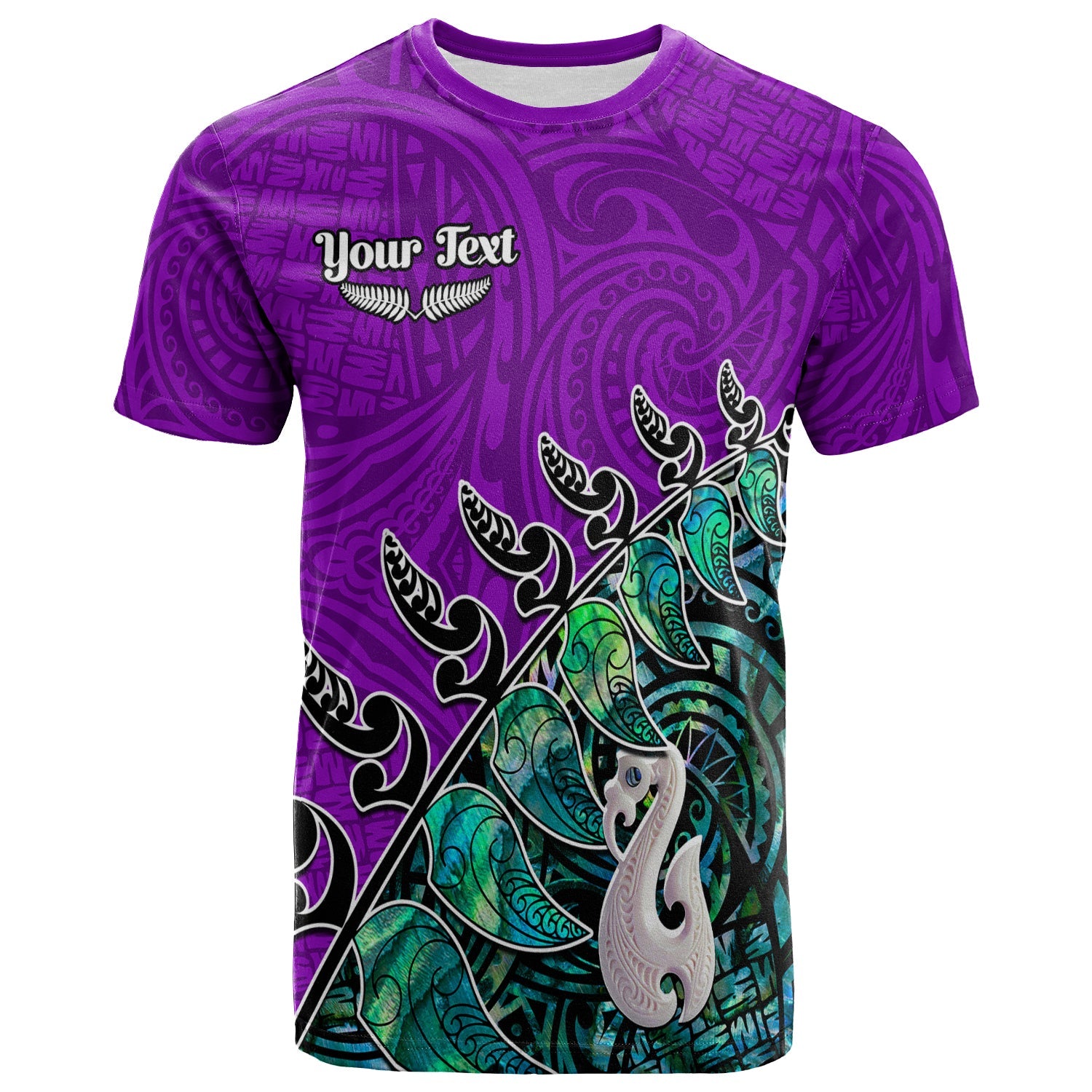 (Custom Personalised) New Zealand Maori T shirt Fern and Manaia Version Purple - Vibe Hoodie Shop