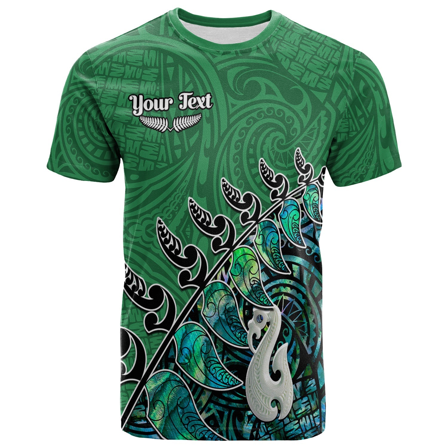 (Custom Personalised) New Zealand Maori T shirt Fern and Manaia Version Green - Vibe Hoodie Shop