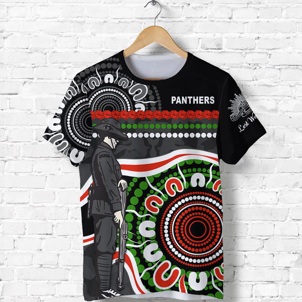 Panthers ANZAC Day T shirt Aboriginal Lest We Forget Ver.01 - Vibe Hoodie Shop