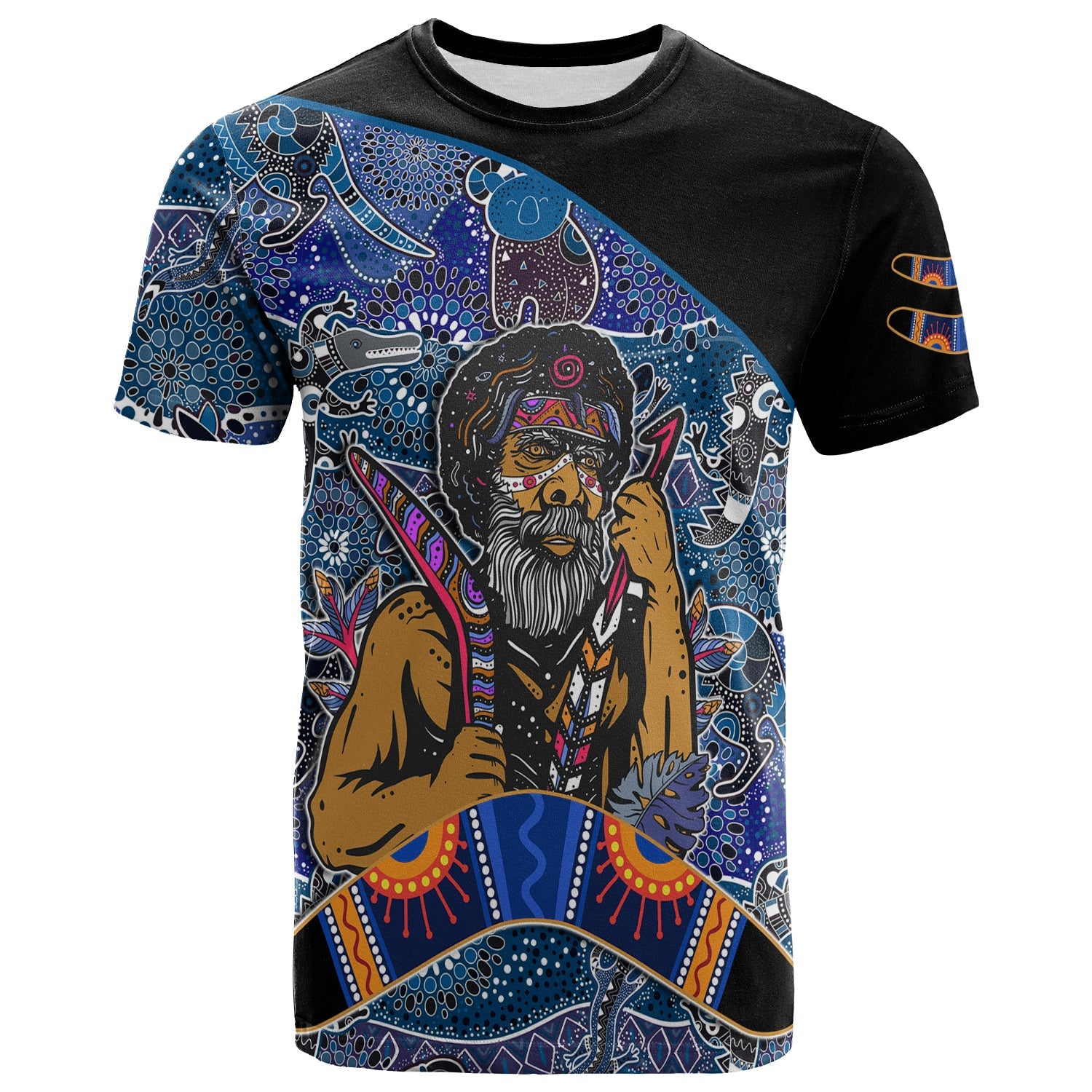 Australian Boomerang T shirt Indigenous Australia Blue Graceful - Vibe Hoodie Shop