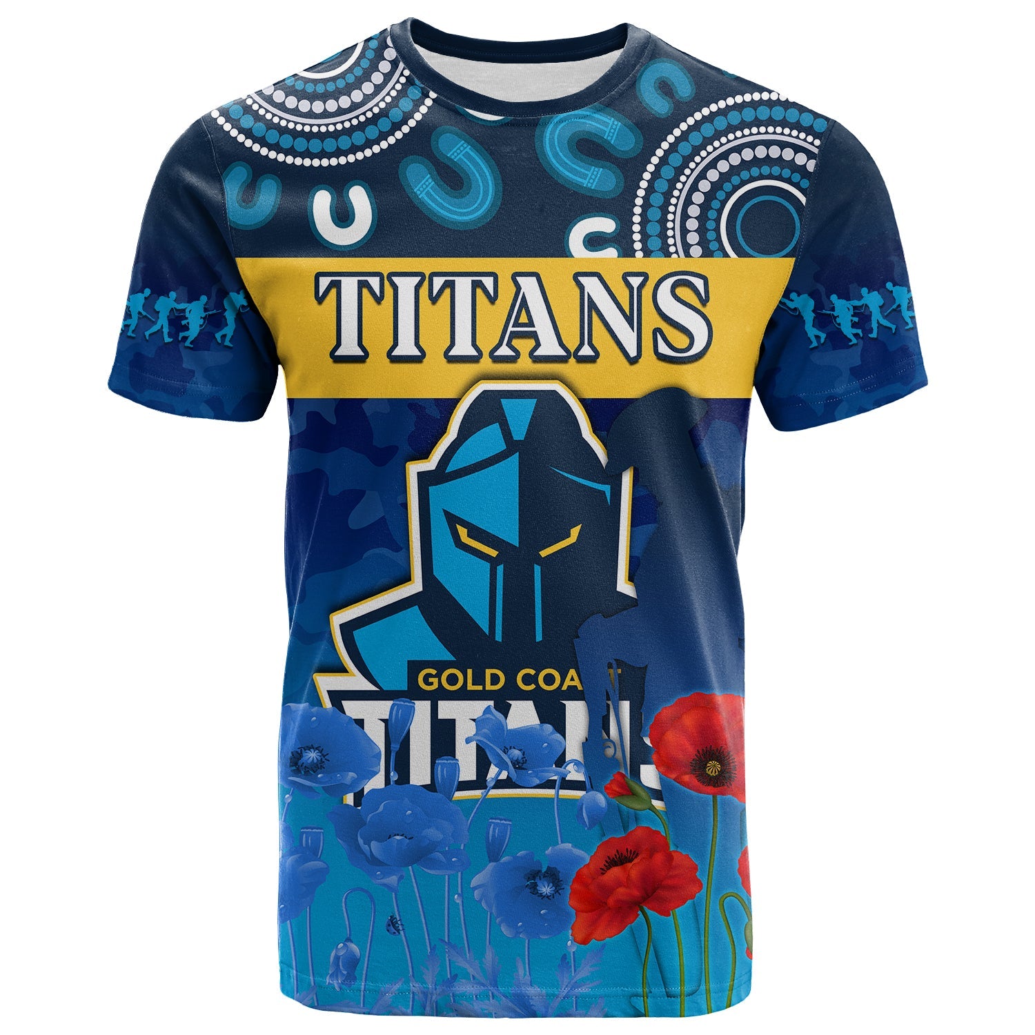 Titans ANZAC 2022 T shirt Gold Coast Aboriginal Lest We Forget - Vibe Hoodie Shop