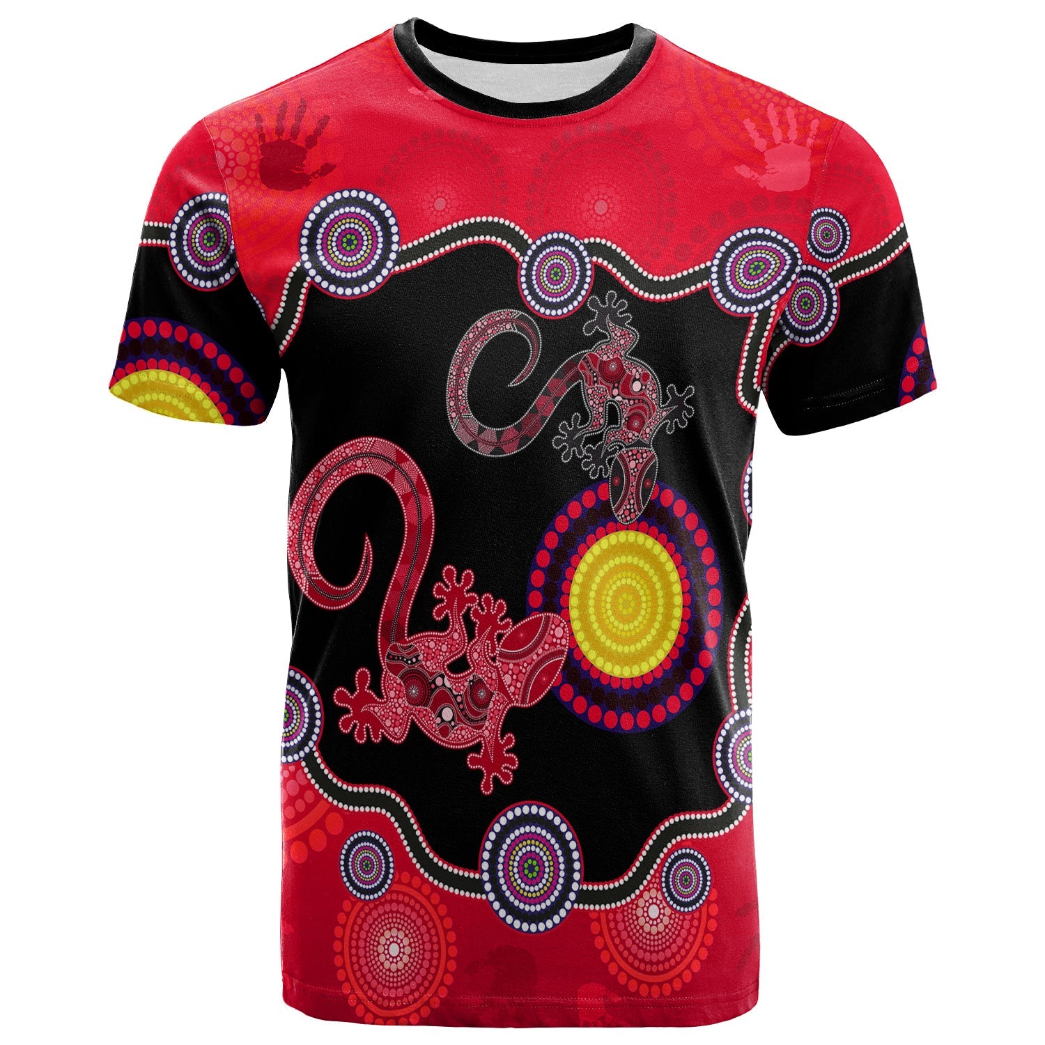 Aboriginal Lizard T shirt Attracted Australia Version Red - Vibe Hoodie Shop