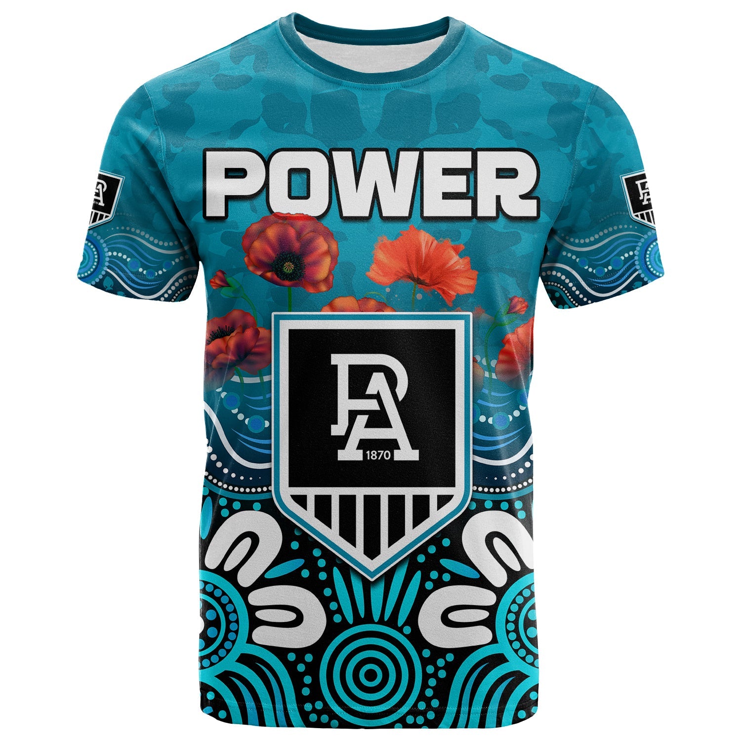 (Custom Text and Number) Power ANZAC 2022 T shirt Port Adelaide Aboriginal Remember Them - Vibe Hoodie Shop