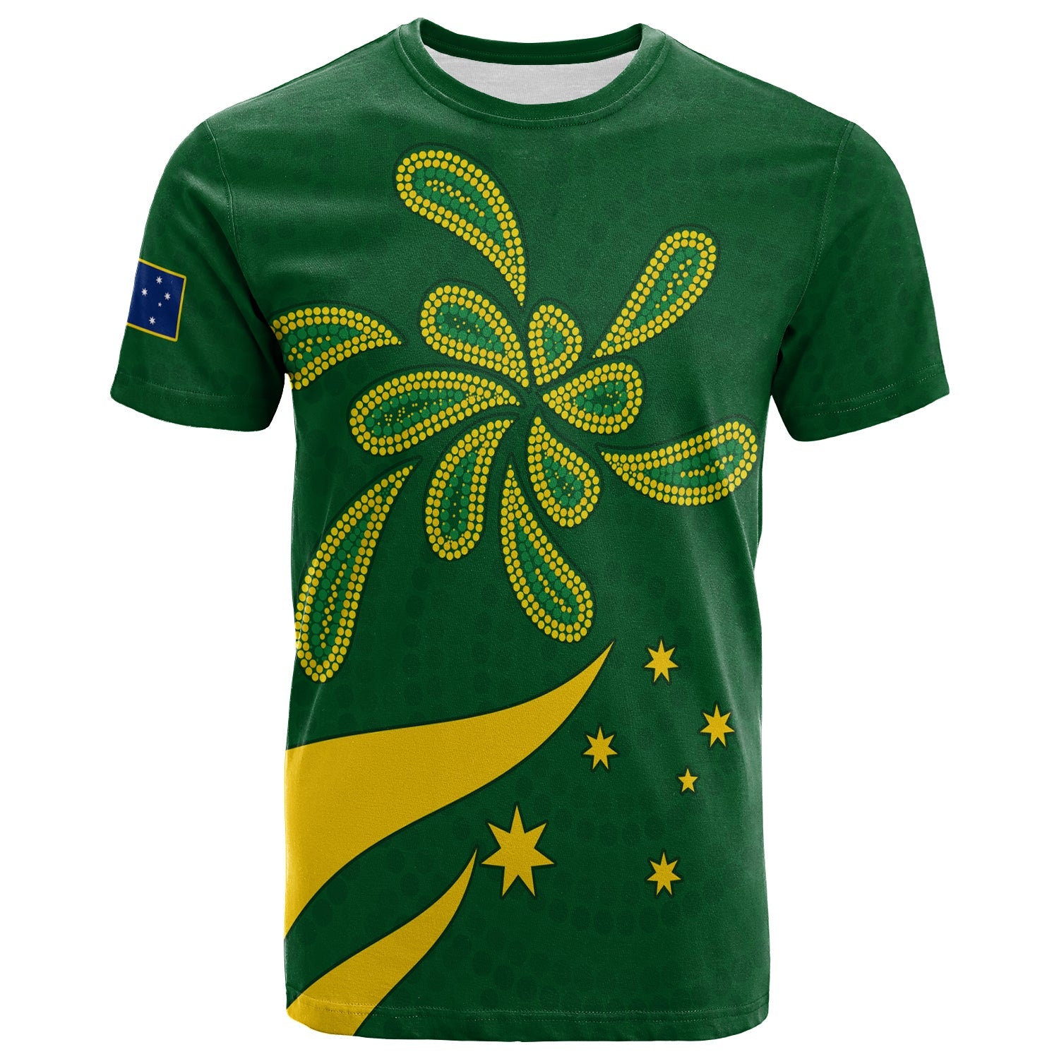 Green and Gold T shirt Australia National Colours - Vibe Hoodie Shop