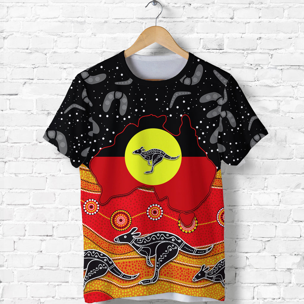 Aboriginal Flag T shirt Map Aussie - Vibe Hoodie Shop