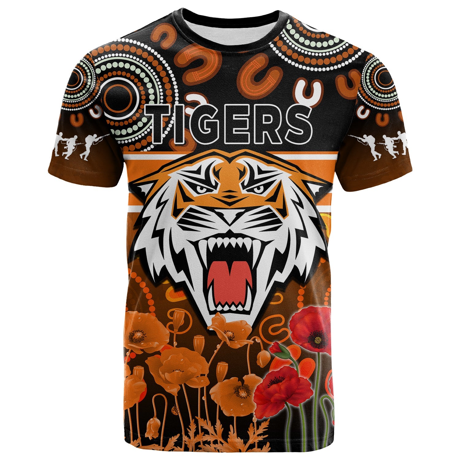 Wests Tigers ANZAC 2022 T shirt Aboriginal Lest We Forget - Vibe Hoodie Shop