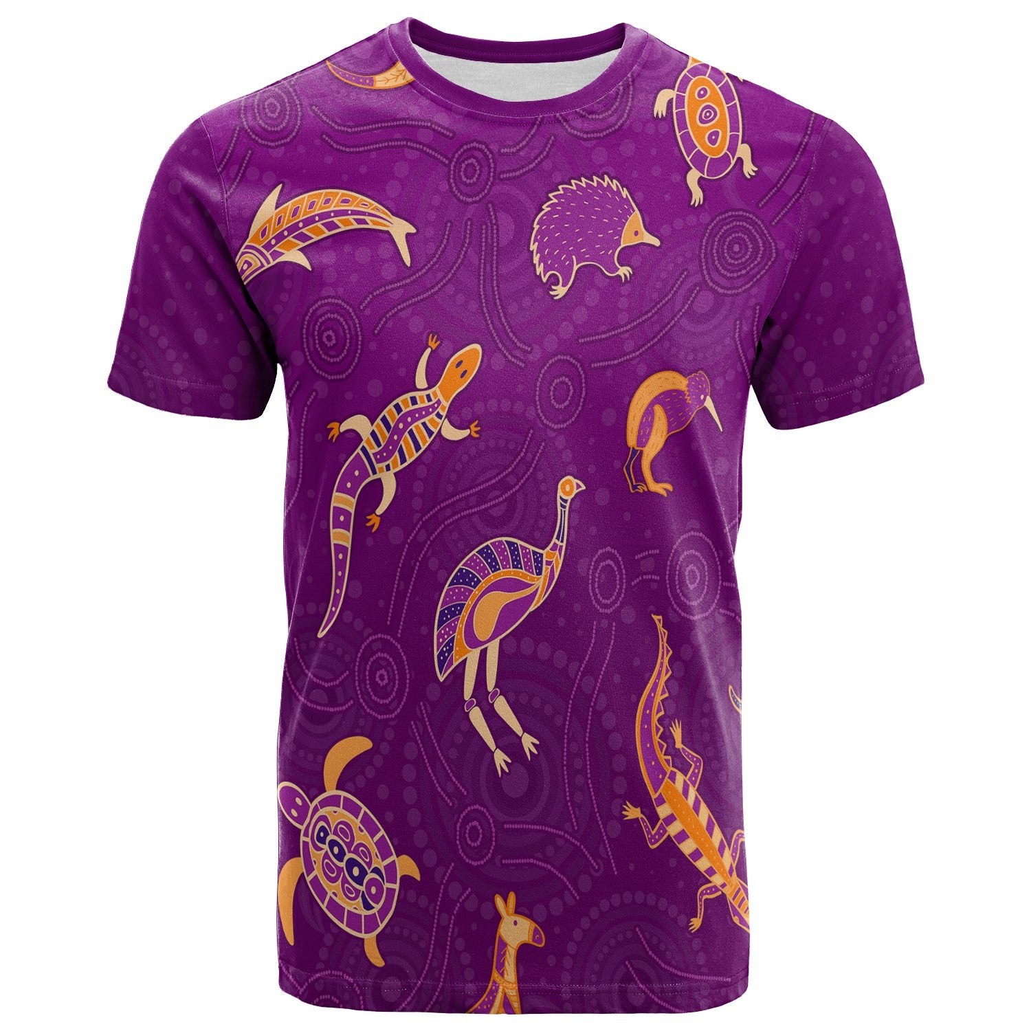 Aboriginal Art T shirt Animals Australia Version Purple - Vibe Hoodie Shop