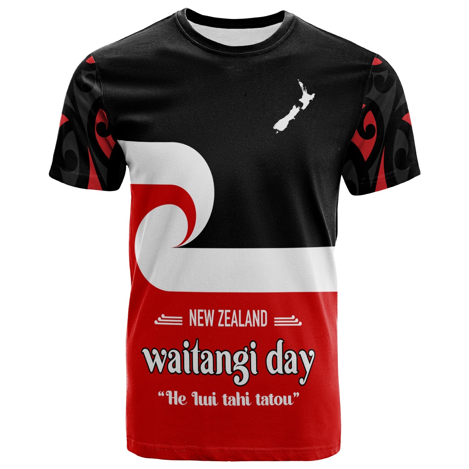 Waitangi Day T shirt Maori Fern and Tino Rangatiratanga Flag - Vibe Hoodie Shop