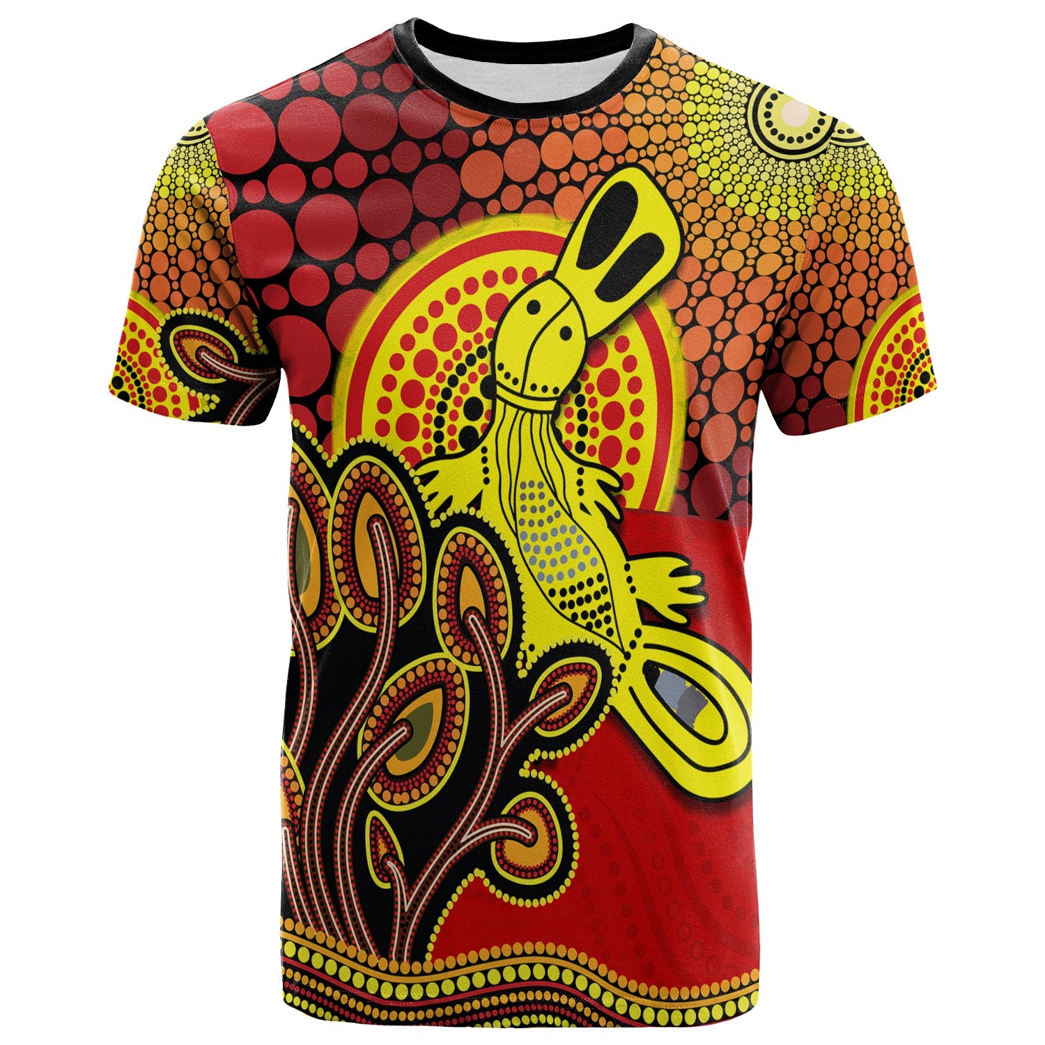 Aboriginal Platypus T shirt Tree On The Hill Sunshine - Vibe Hoodie Shop