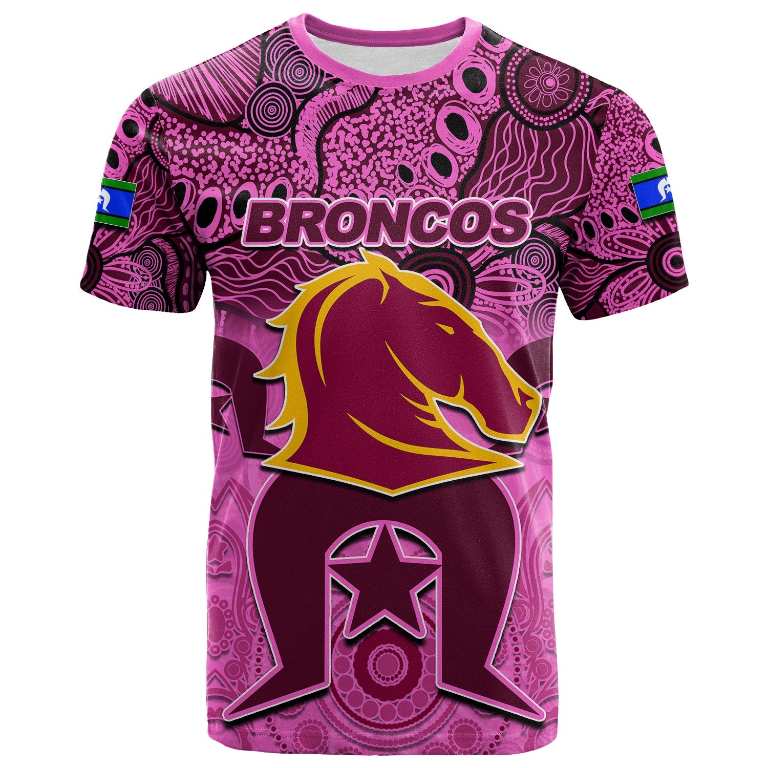 (Custom Personalised) Broncos Torres Strait Islanders Mix Aboriginal T shirt Pink Style - Vibe Hoodie Shop