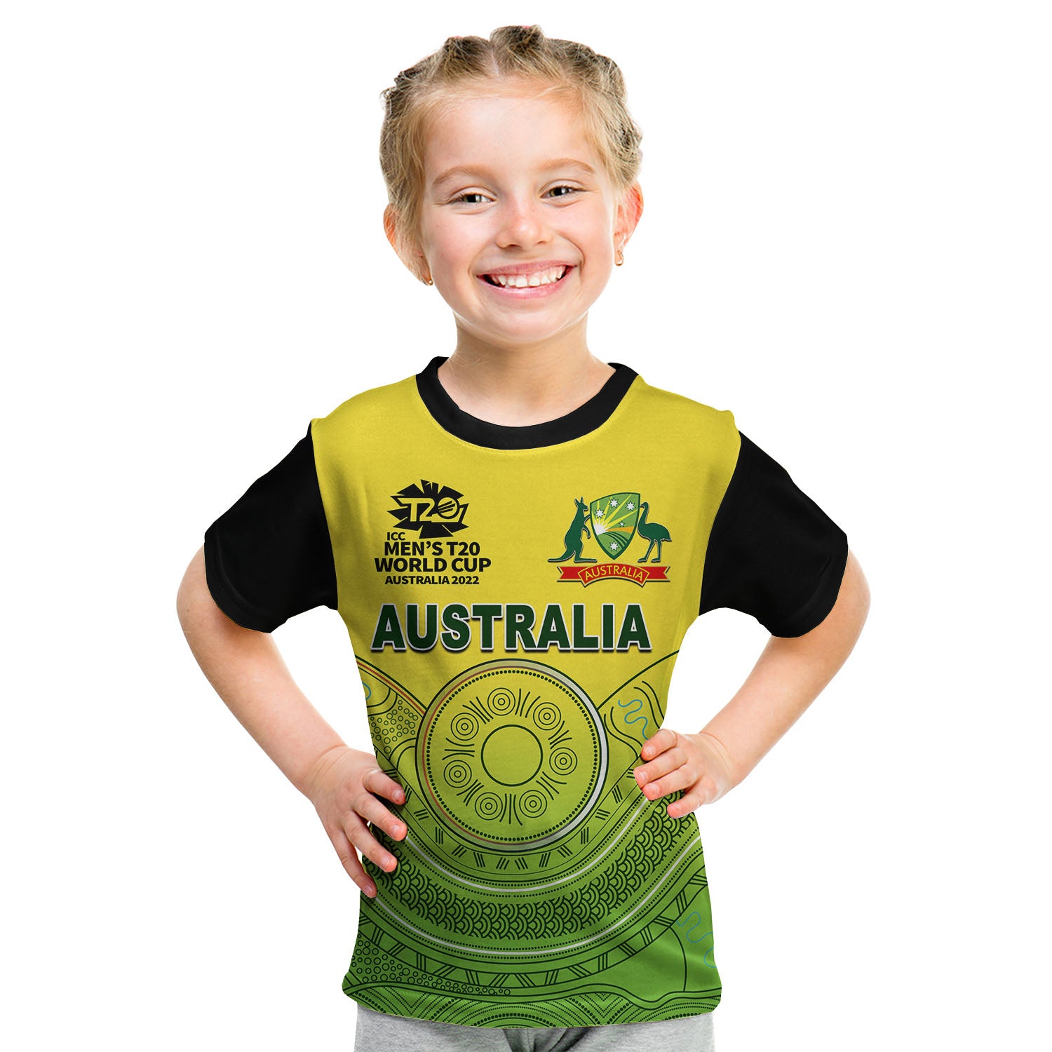 (Custom Personalised And Number) Australia Cricket Men's T20 World Cup T Shirt KID - Vibe Hoodie Shop