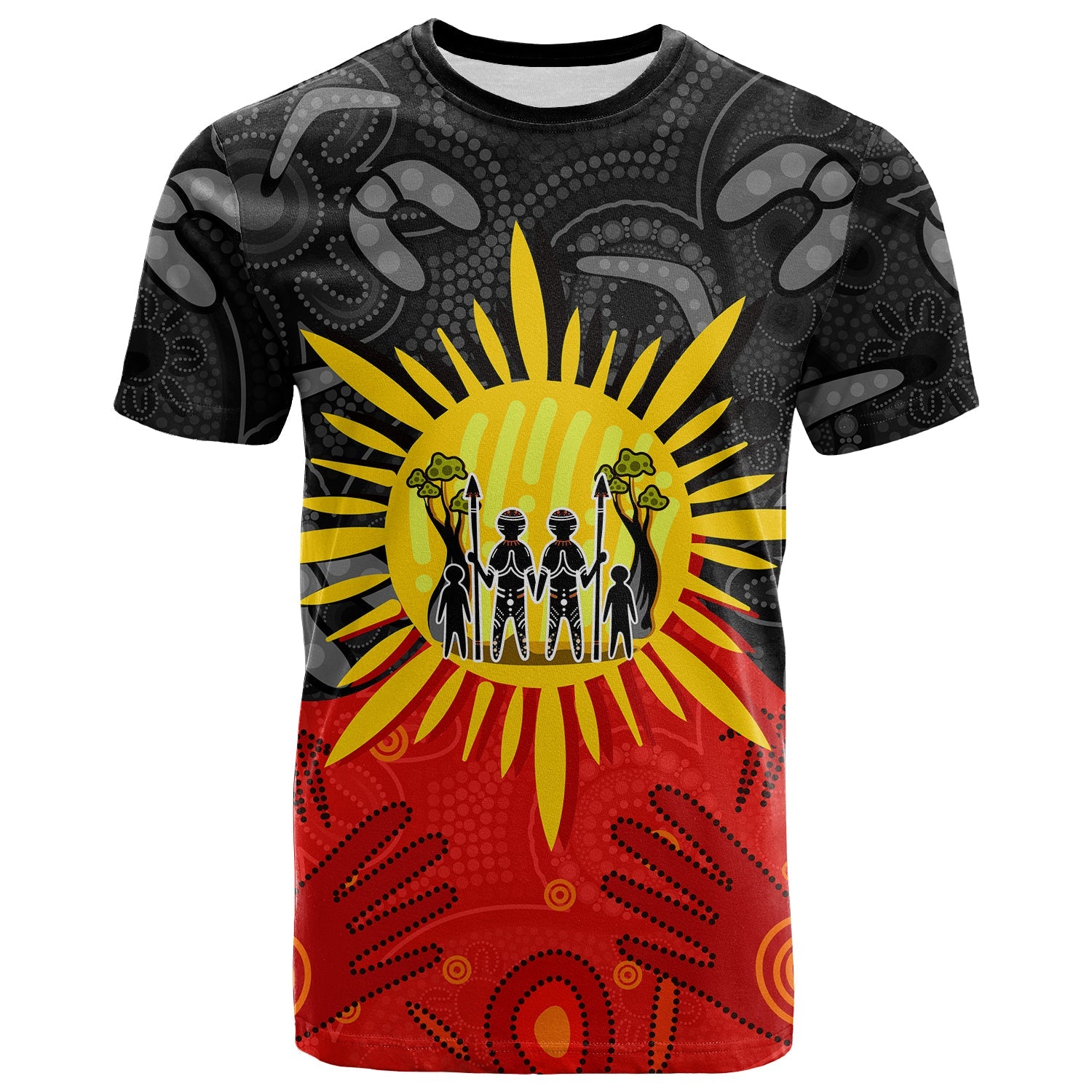 (Custom Personalised) Aboriginal Family T shirt Flag Style - Vibe Hoodie Shop