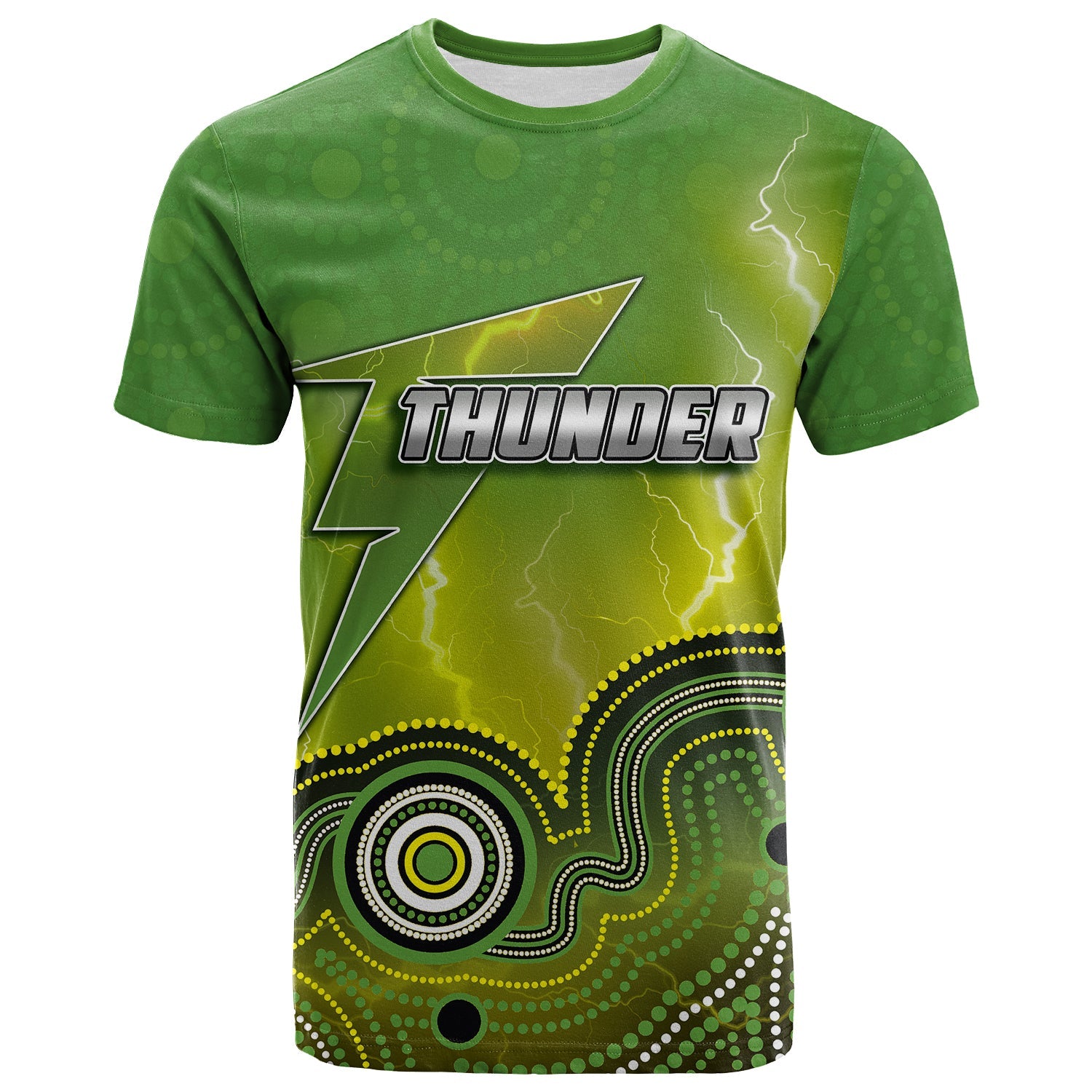 (Custom Personalised And Number) Sydney Thunder T shirt KID Cricket Aboriginal Style - Vibe Hoodie Shop