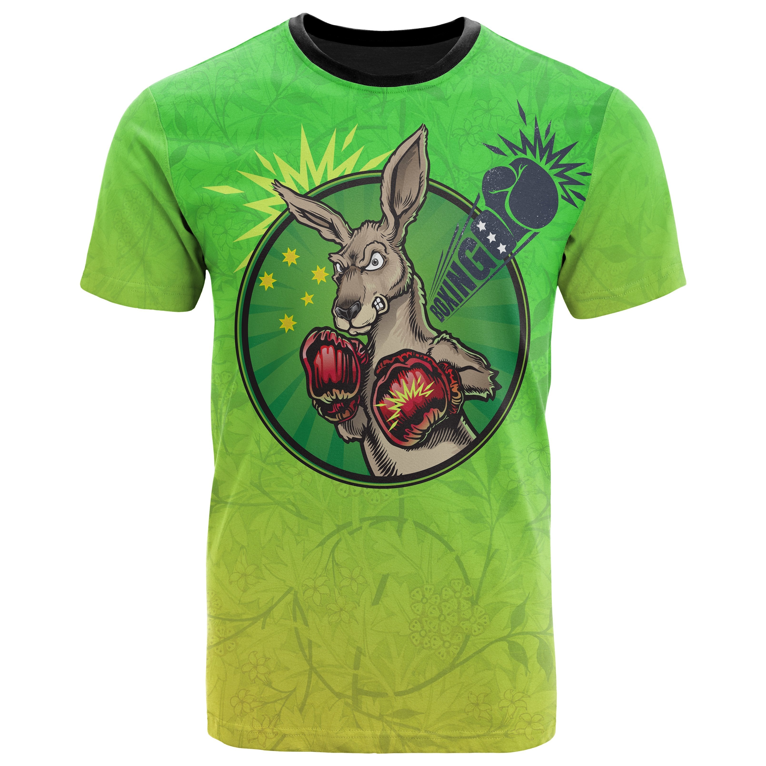 T shirt, Kangaroo Boxing - Aussie Spirit (Green) - Vibe Hoodie Shop