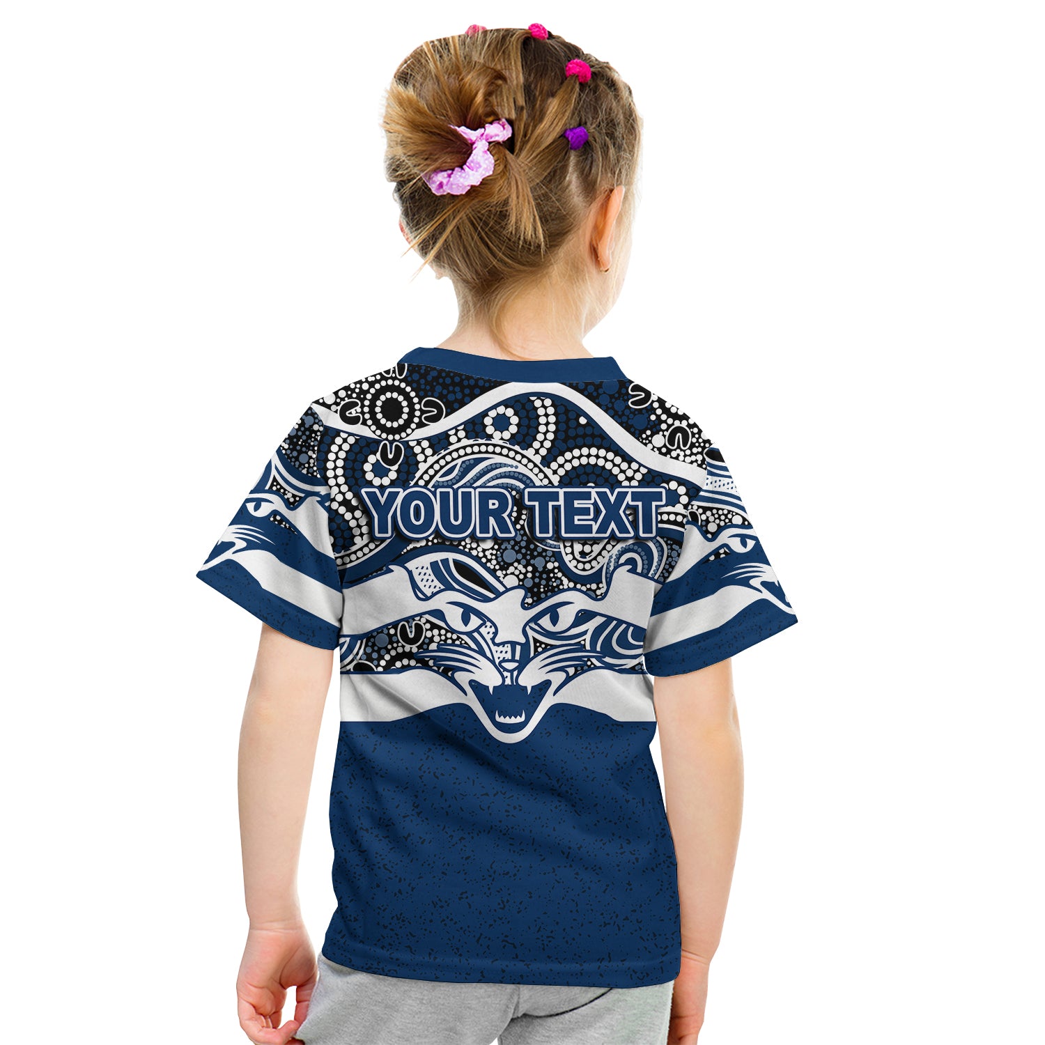 (Custom Personalised) Geelong Cats Indigenous Basic Style T Shirt KID - Vibe Hoodie Shop