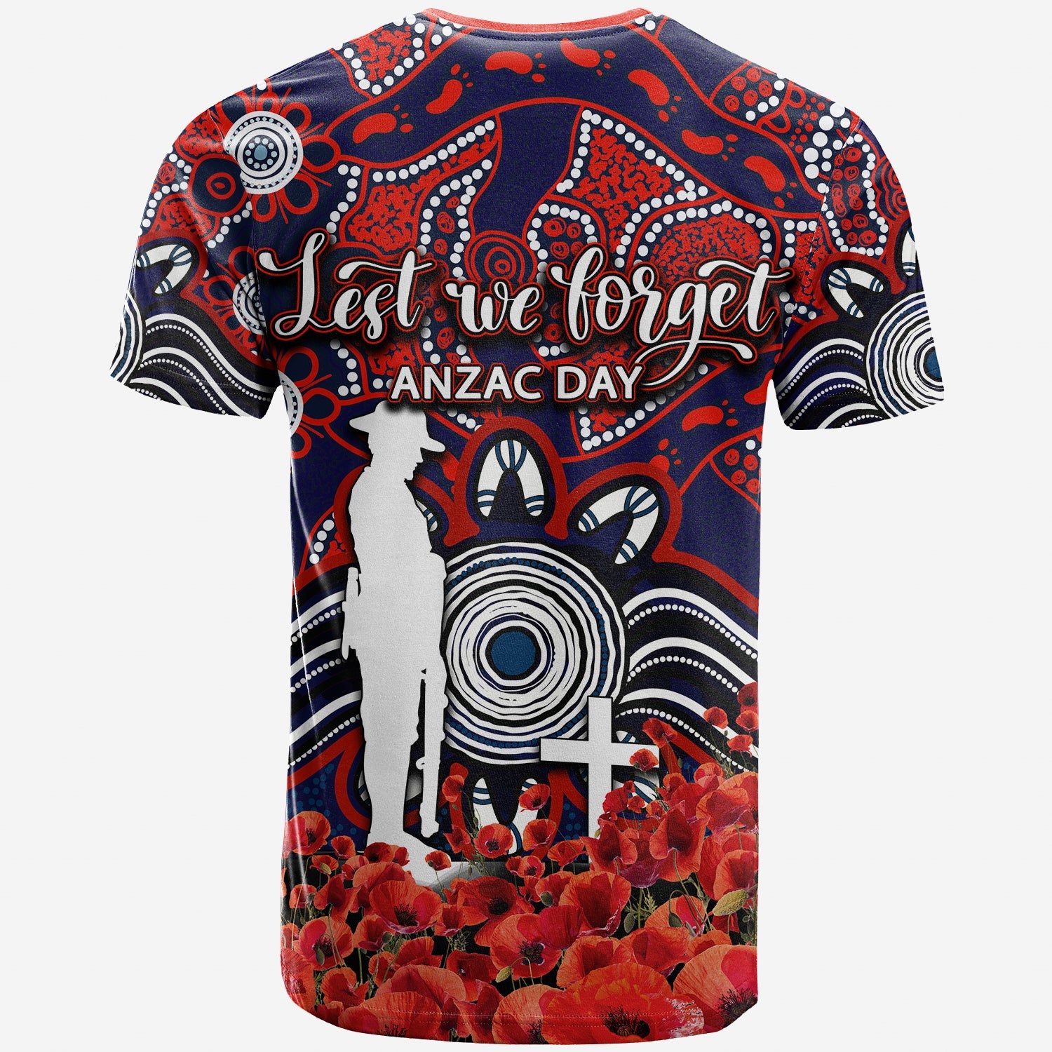 Roosters T shirt ANZAC Day Poppy Flowers With Aboriginal - Vibe Hoodie Shop