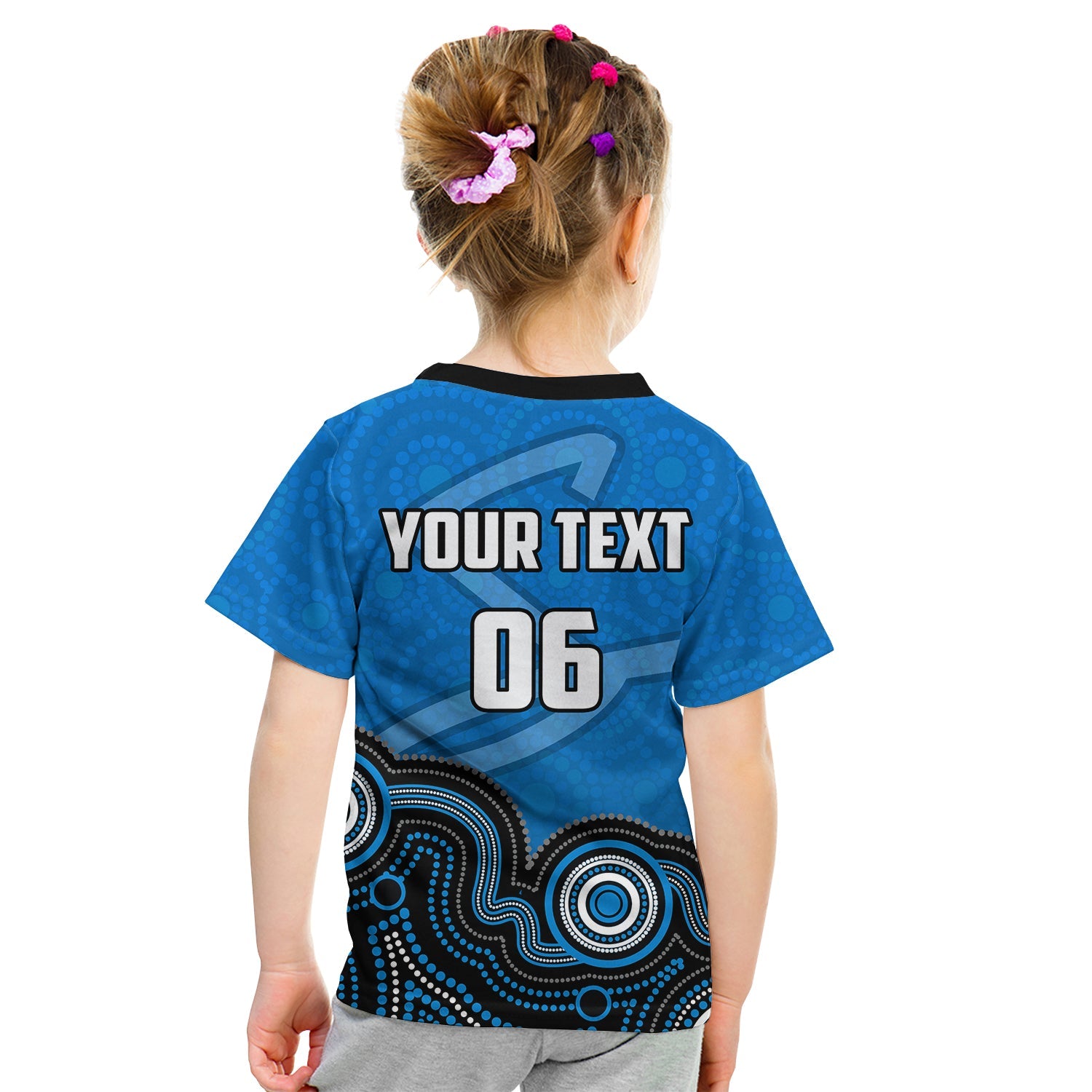 (Custom Personalised And Number) Adelaide Strikers T shirt KID Cricket Aboriginal Style - Vibe Hoodie Shop