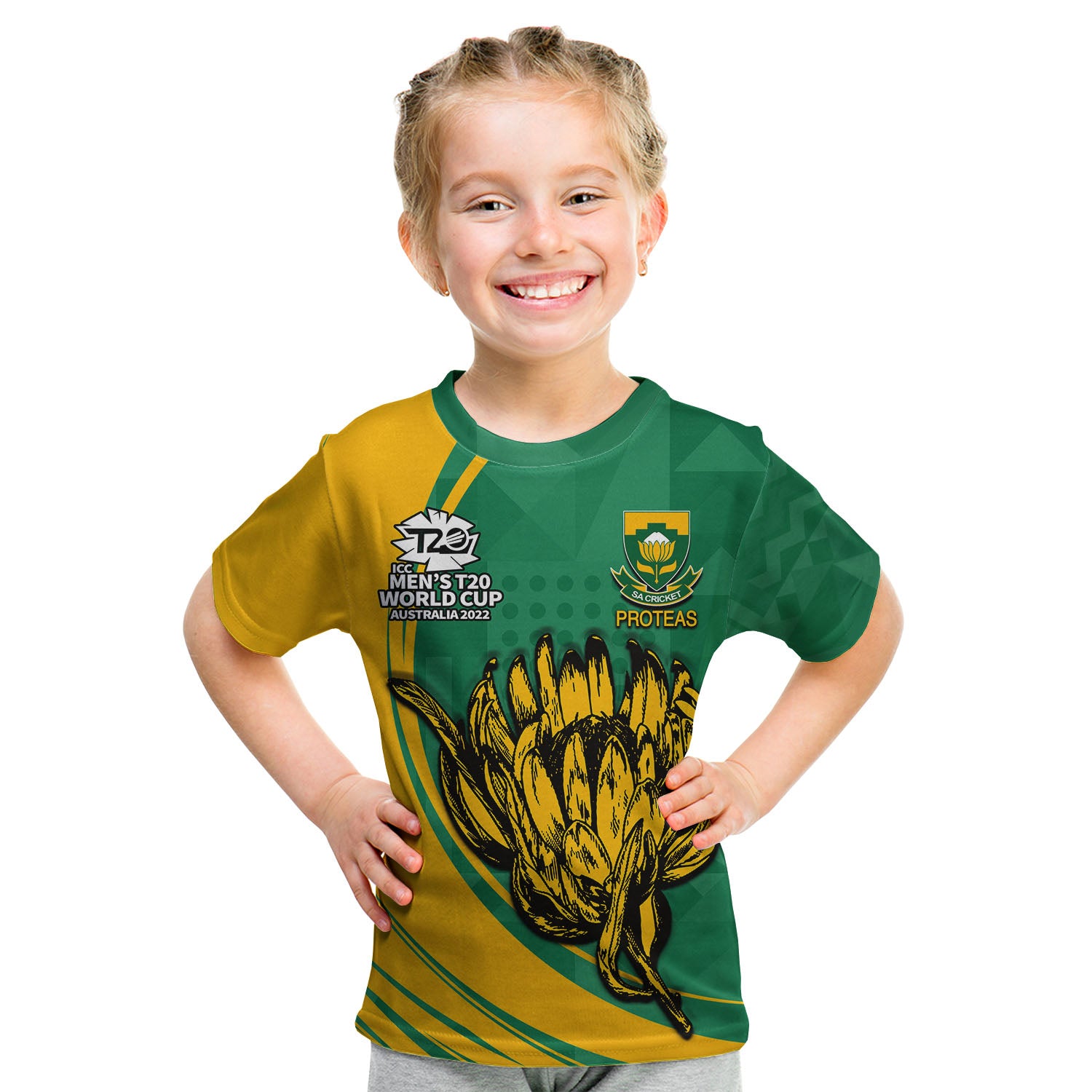 (Custom Personalised And Number) South Africa Cricket Men's T20 World Cup T Shirt KID - Vibe Hoodie Shop