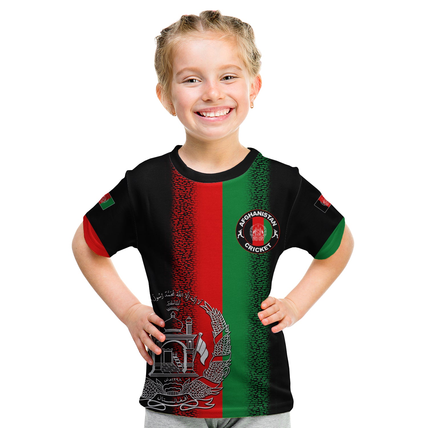 (Custom Personalised And Number) Afghanistan Cricket Jersey T Shirt KID - Vibe Hoodie Shop