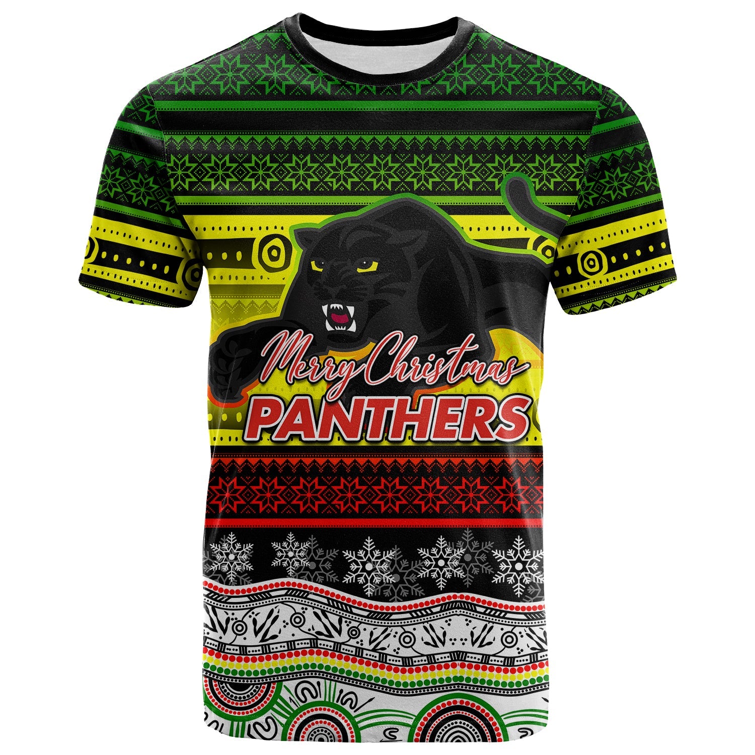 Penrith Panthers T shirt Christmas Mix Aboriginal - Vibe Hoodie Shop