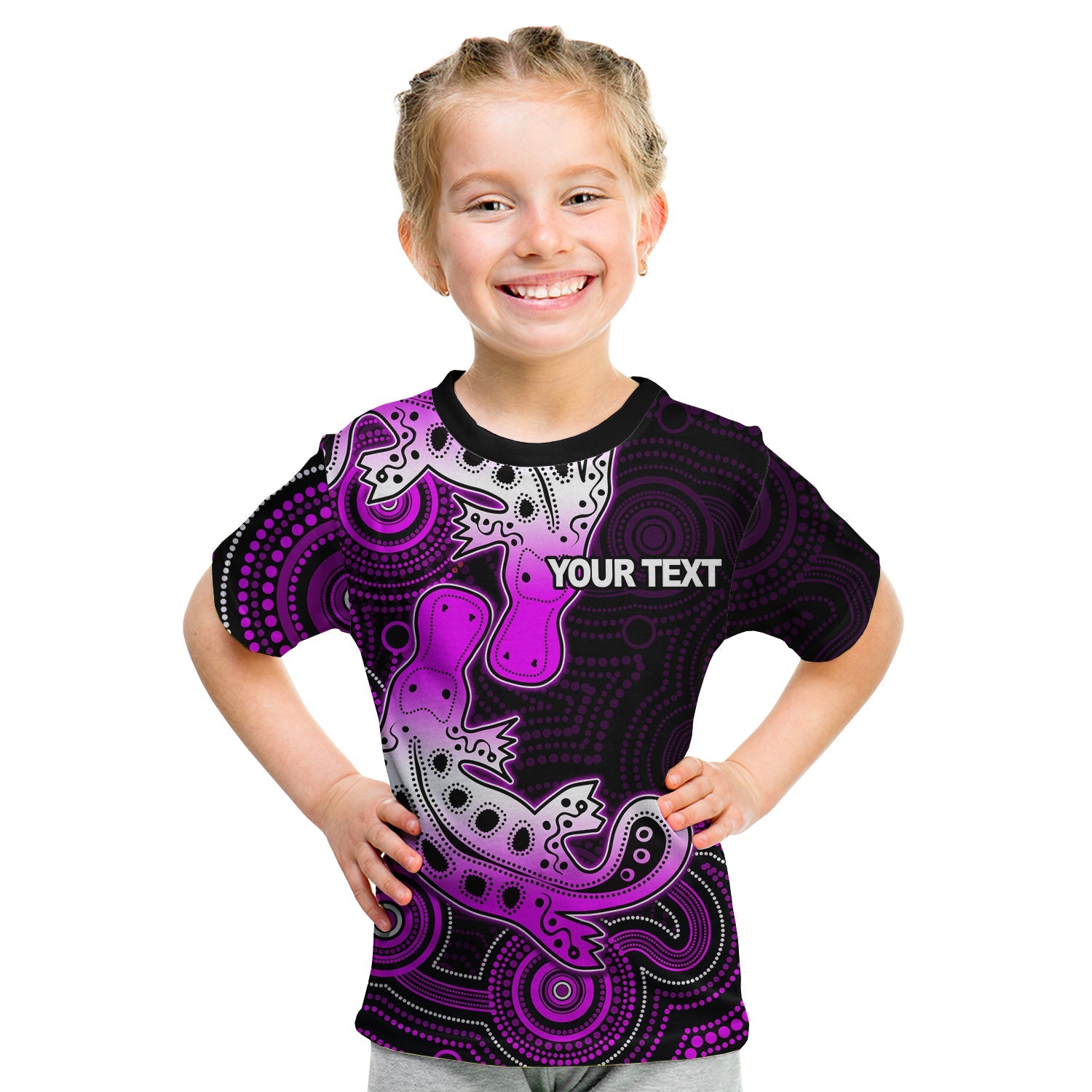 (Custom Personalised) Aboriginal Platypus T shirt KID Dot Patterns Style No.1 - Vibe Hoodie Shop