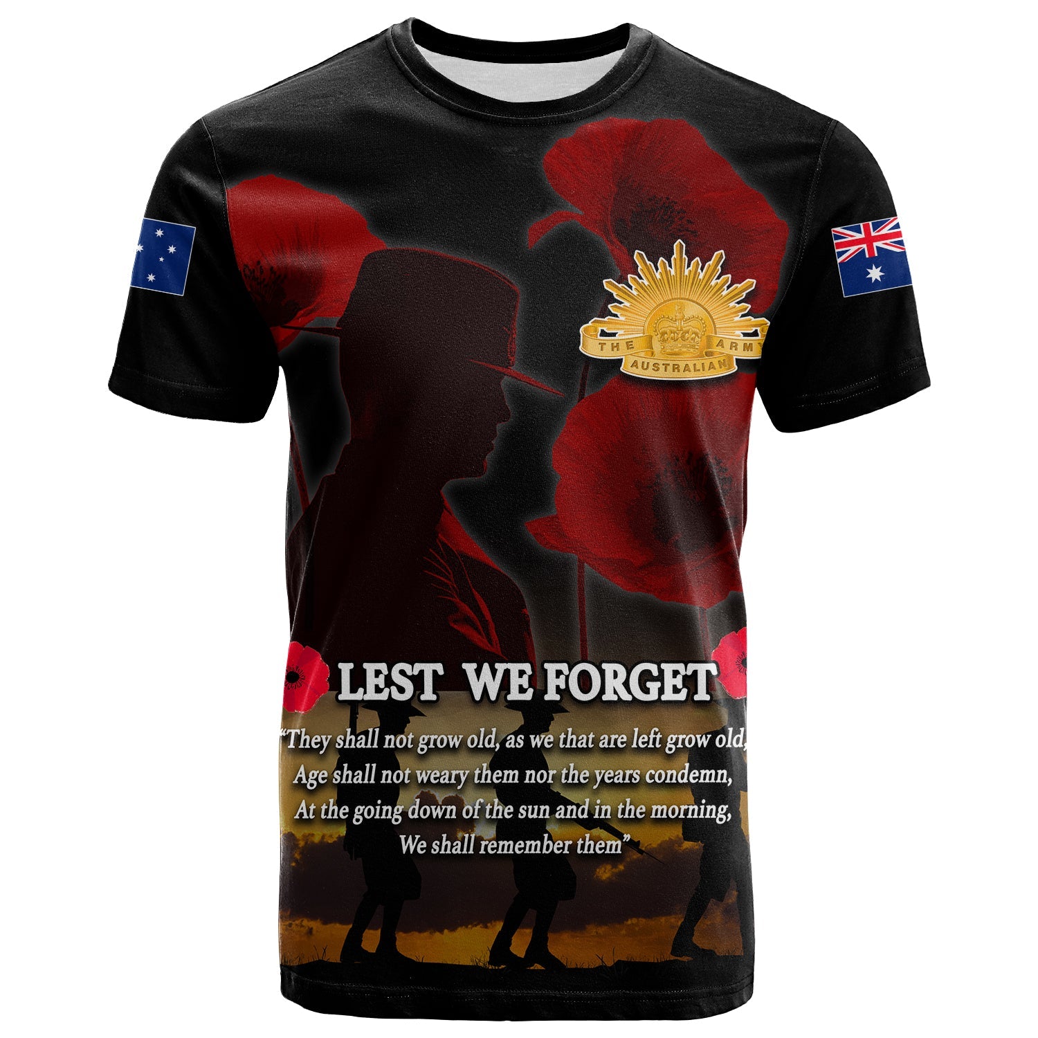 ANZAC Australia T shirt Lest We Forget - Vibe Hoodie Shop