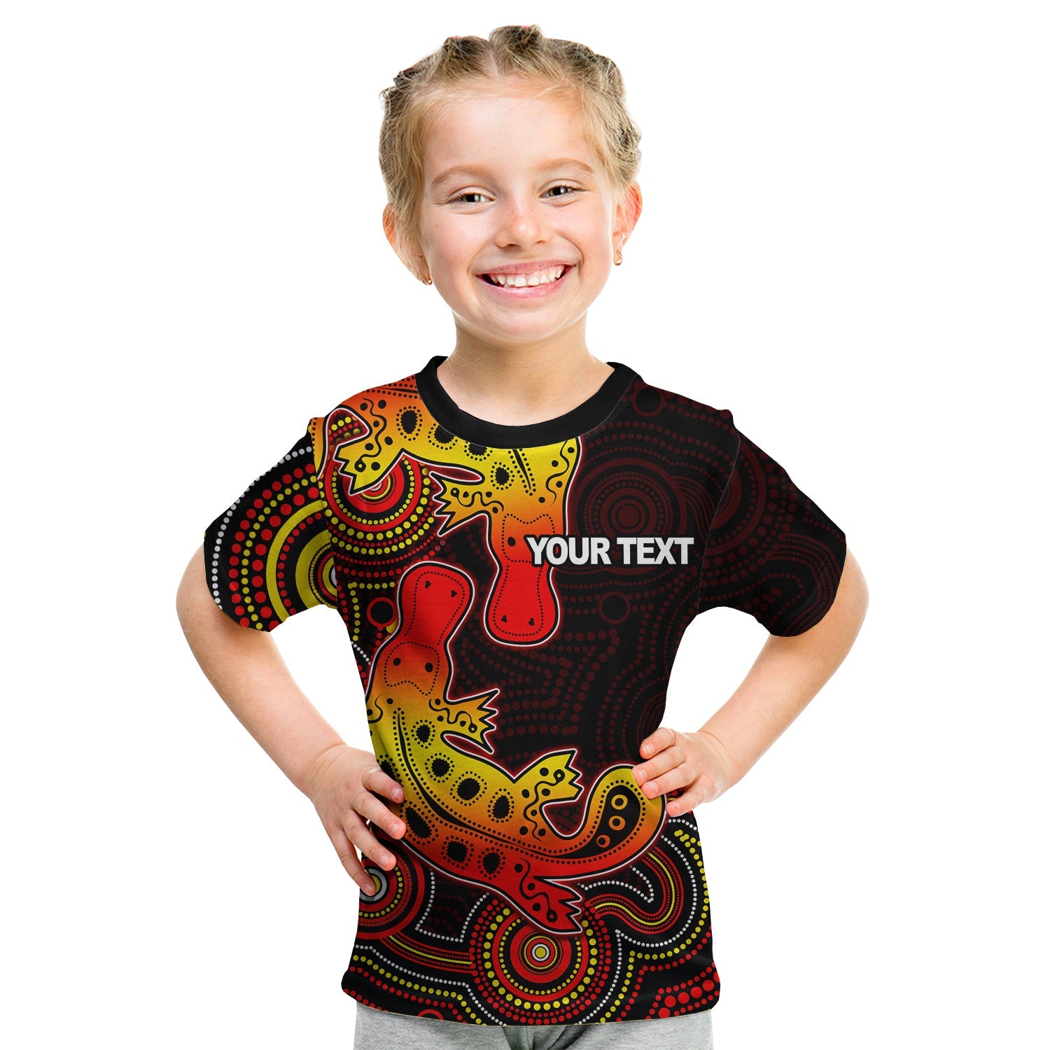 (Custom Personalised) Aboriginal Platypus T shirt KID Dot Patterns Style No.2 - Vibe Hoodie Shop