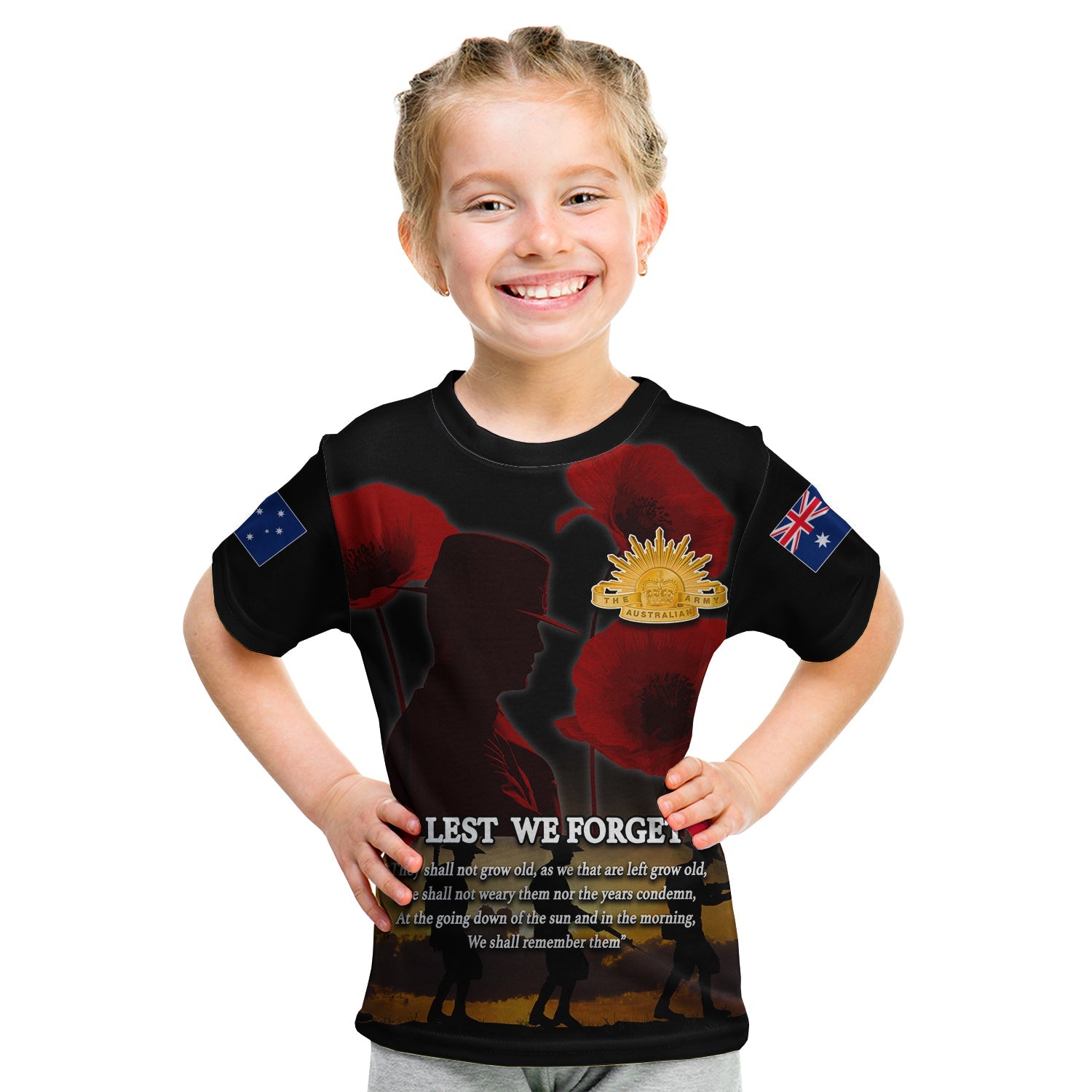 ANZAC Australia T shirt KID Lest We Forget - Vibe Hoodie Shop